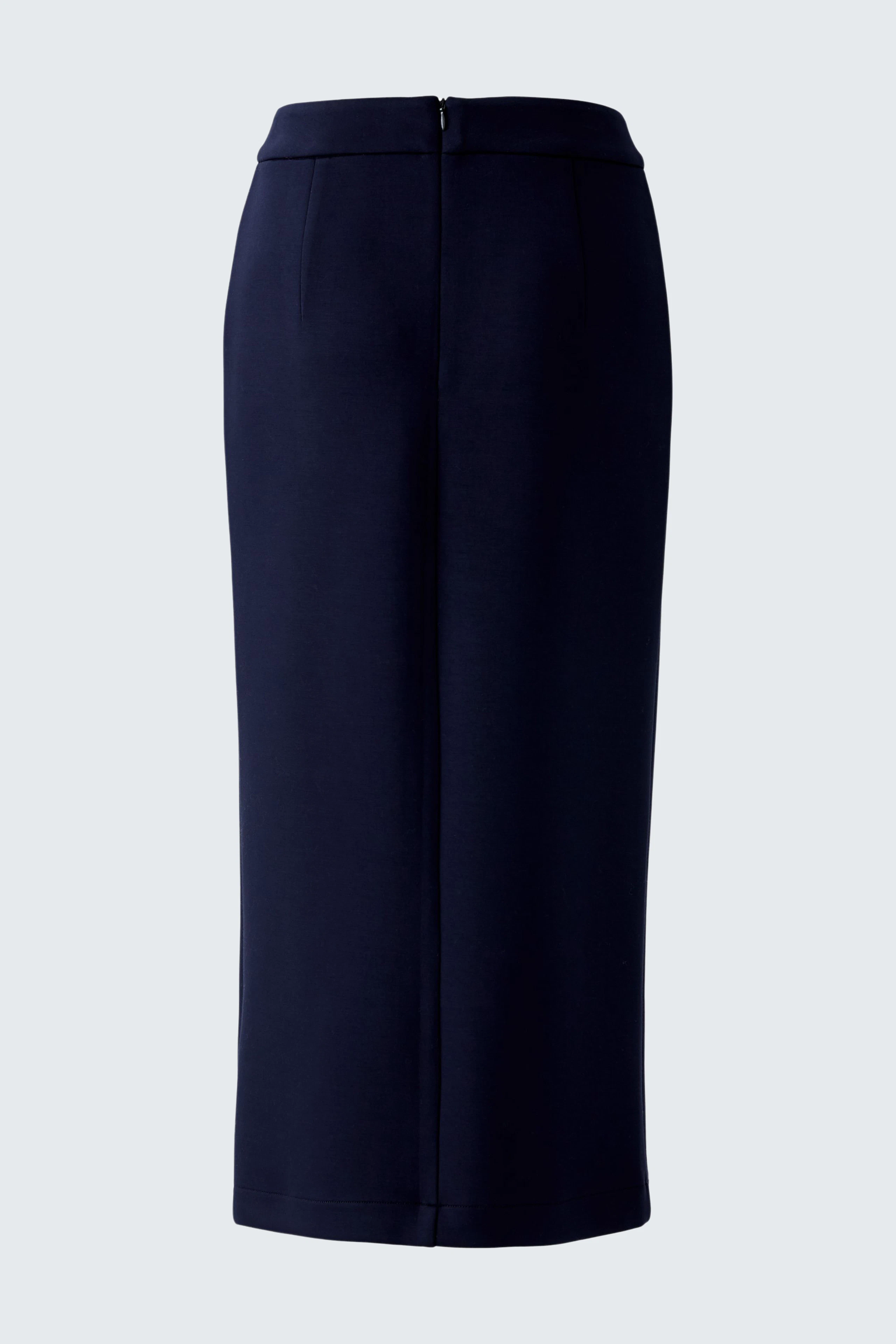 Classic pencil skirt in navy blue, showcasing a sleek silhouette for versatile styling.