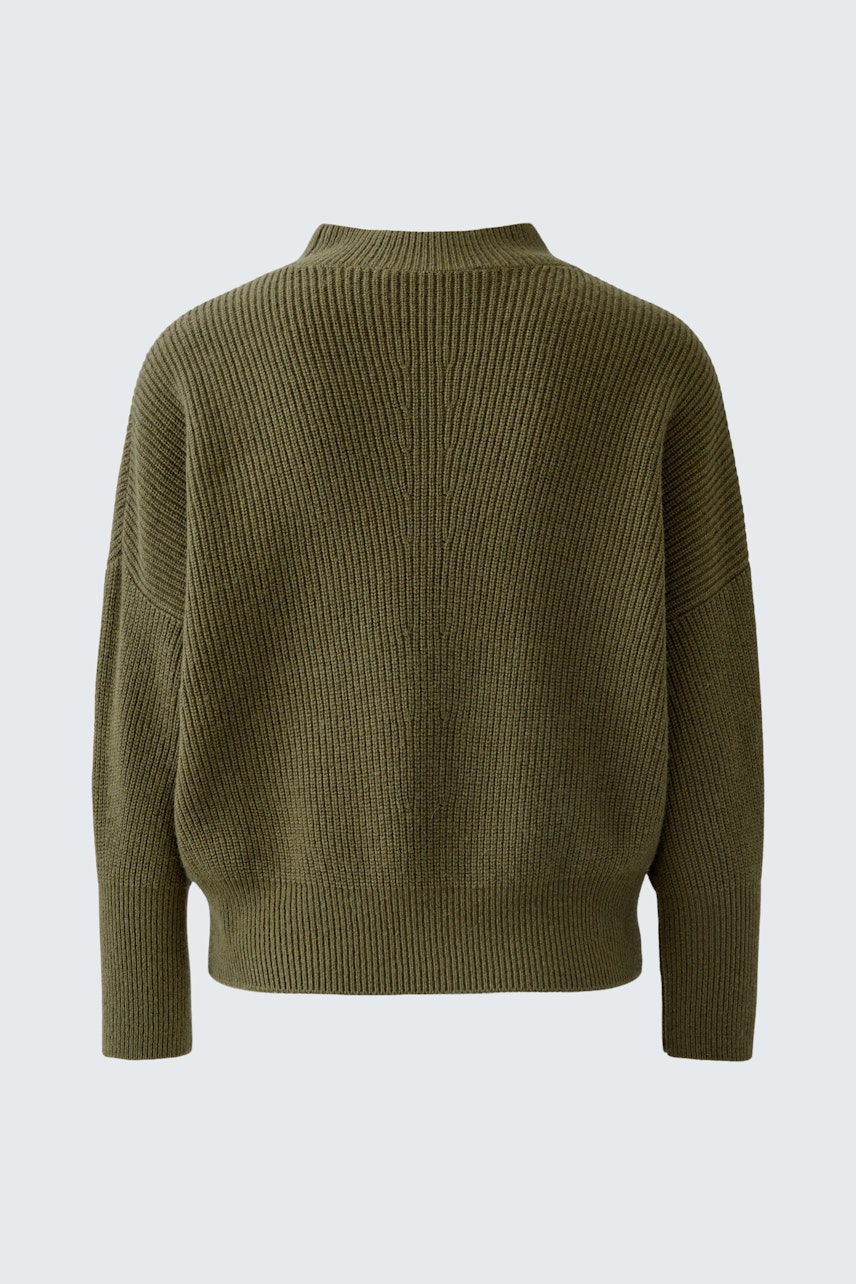 Bequemer Damen-Pullover in Olivgrün mit lässiger Passform und strukturiertem Strickmuster.