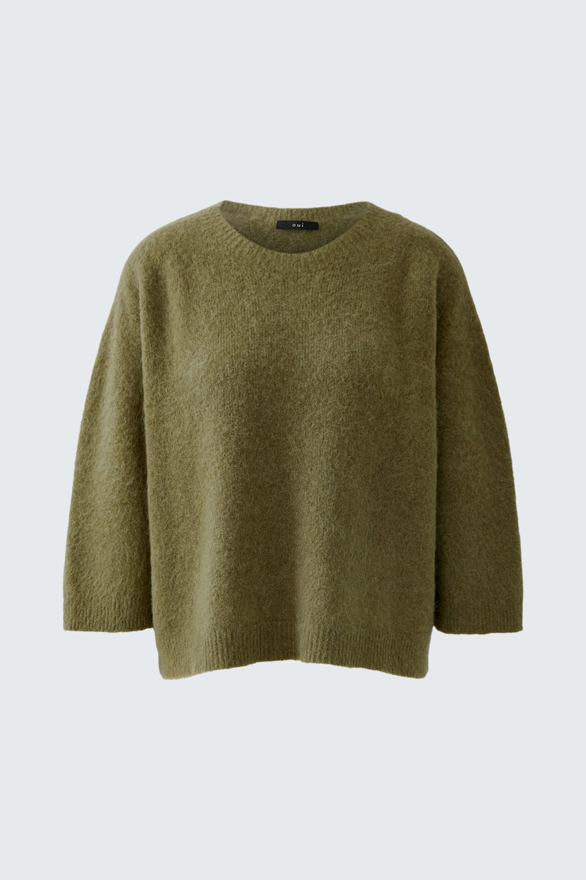 Bequemer Damen-Pullover in Olivgrün mit lässigem Schnitt und weichem Material.