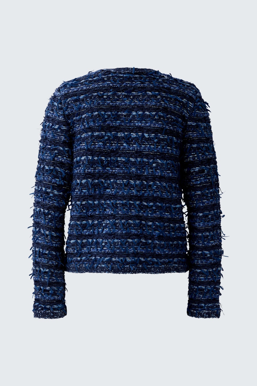 Bequeme Damen-Strickjacke in Blau mit strukturiertem Muster, ideal für lässige Outfits.