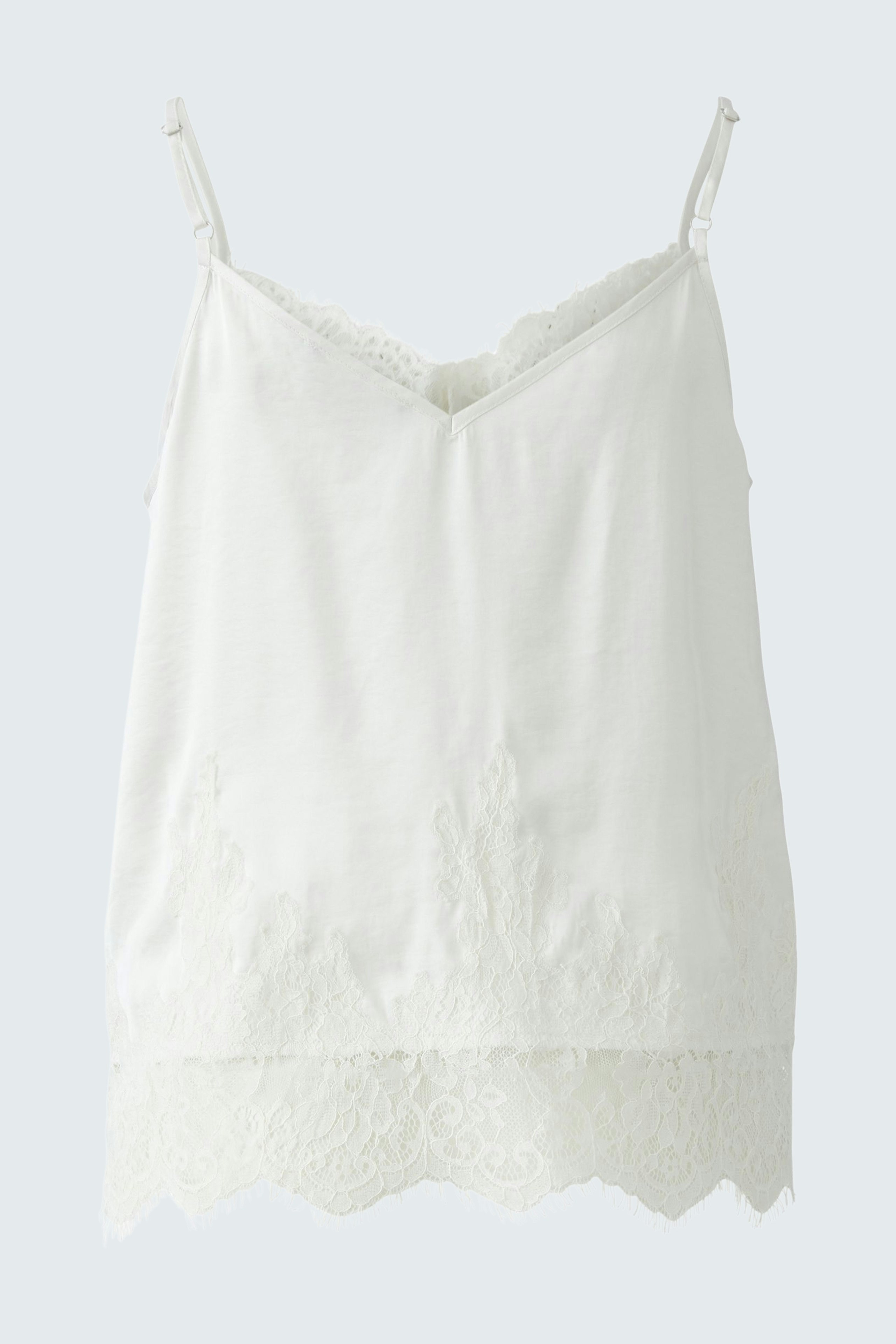 Lightweight women's top with lace trim, perfect for casual summer outfits.