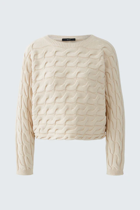 Beiger Damen-Pullover mit strukturiertem Muster, lässig und bequem für den Alltag.
