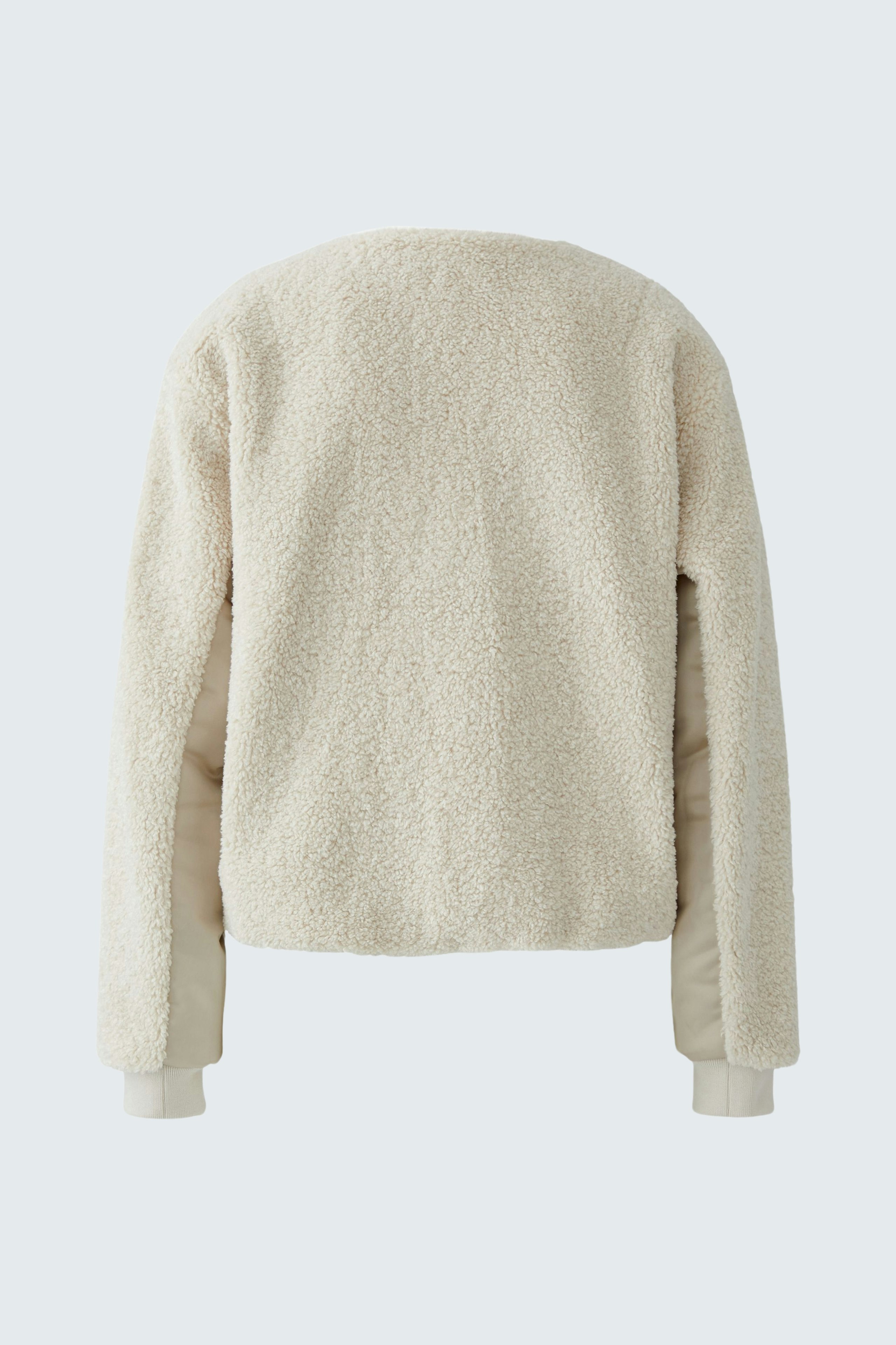 Casual women's blouson: Soft cream jacket with a cozy texture, perfect for layering.