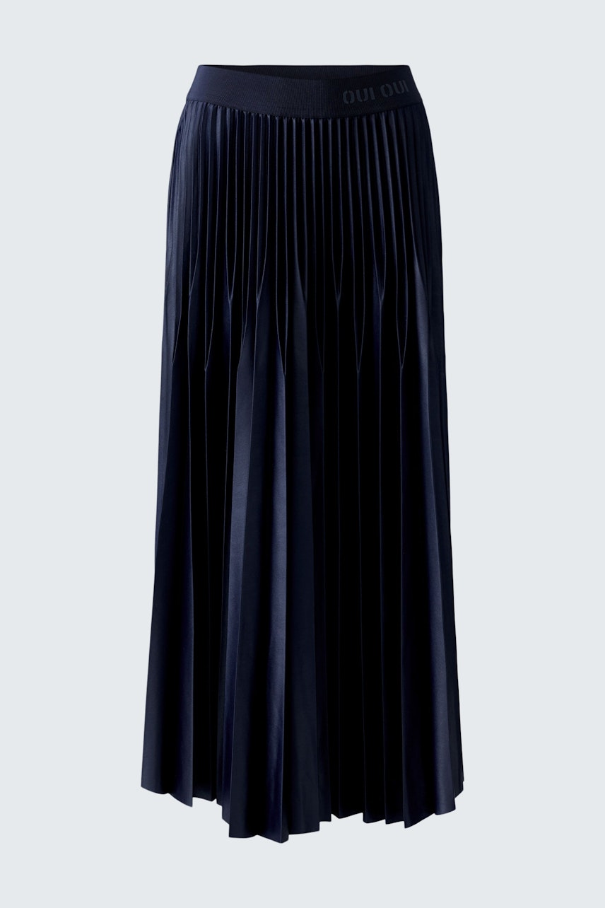 Damen-Plisseerock in Dunkelblau mit elastischem Bund, ideal für lässige Outfits.