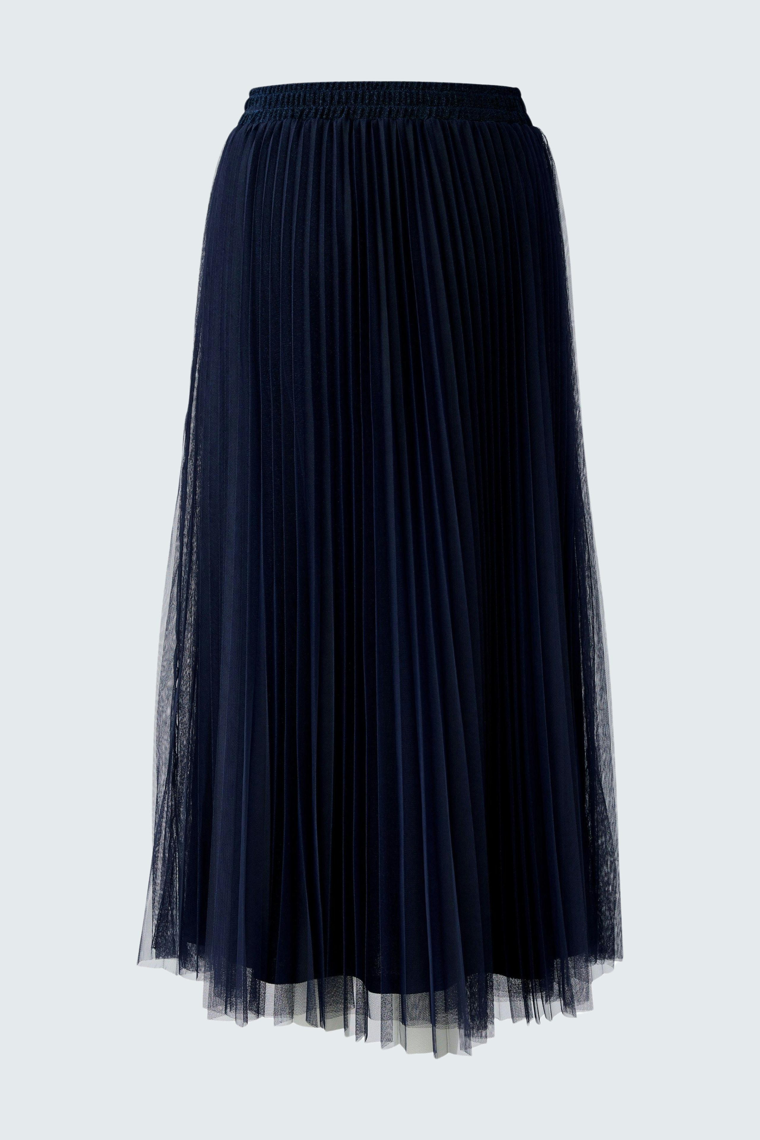 Luftiger Plisseerock für Damen in Dunkelblau, mit elastischem Bund und schwingendem Schnitt.