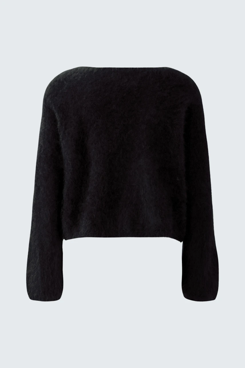 Cozy black pullover with a relaxed fit, perfect for casual wear.