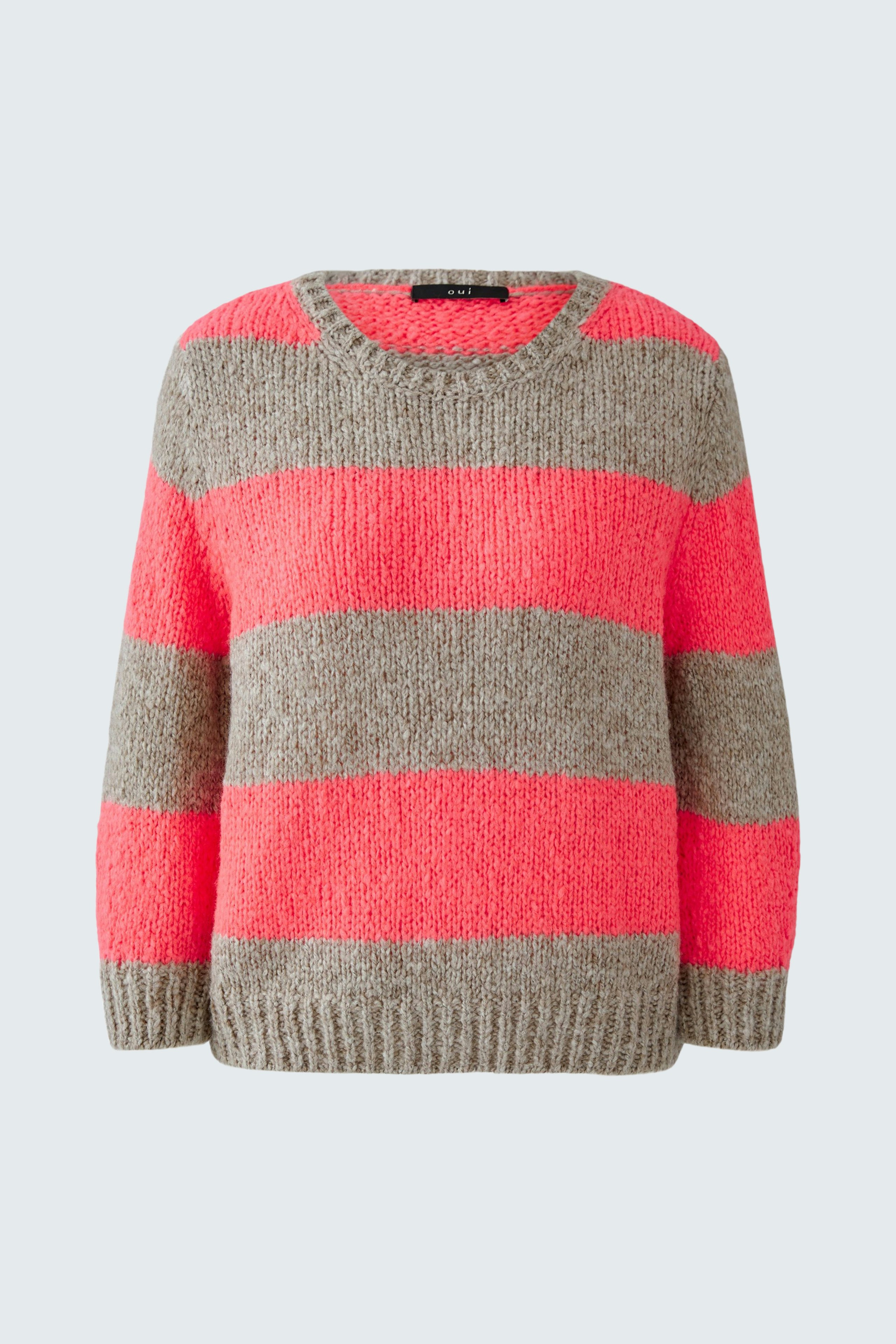 Casual women's pullover: Soft striped pullover in pink and gray, perfect for everyday wear.