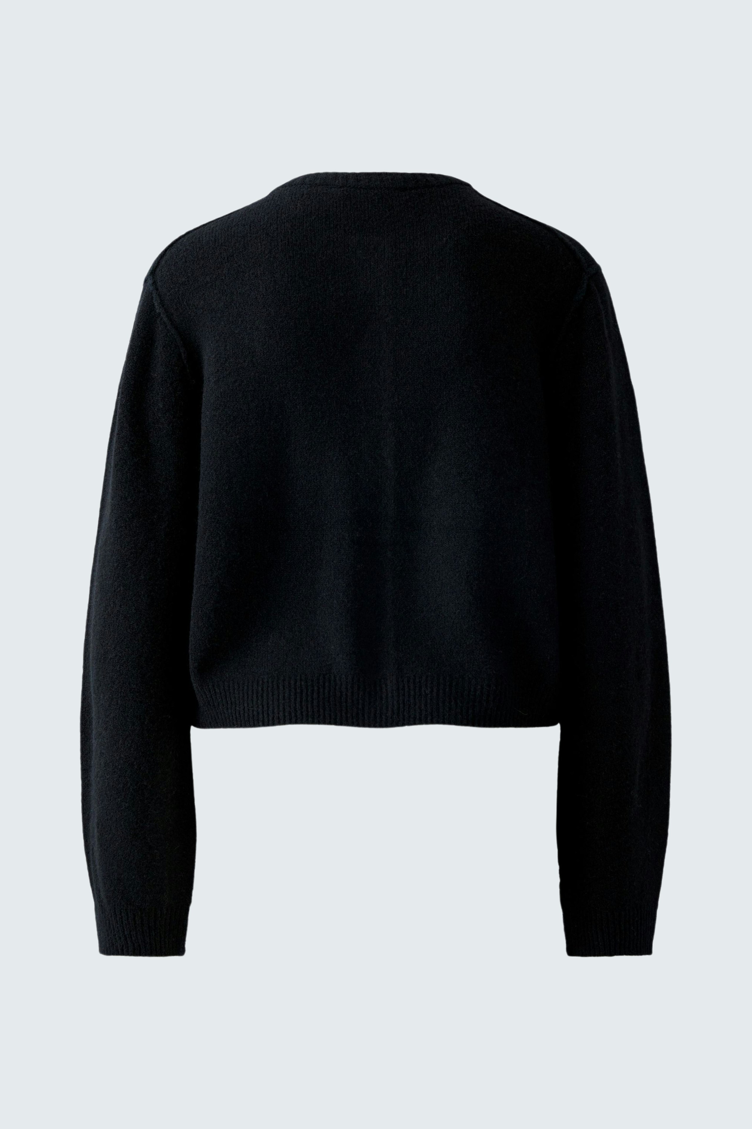 Casual women's cardigan in black, featuring a cropped design and soft texture.