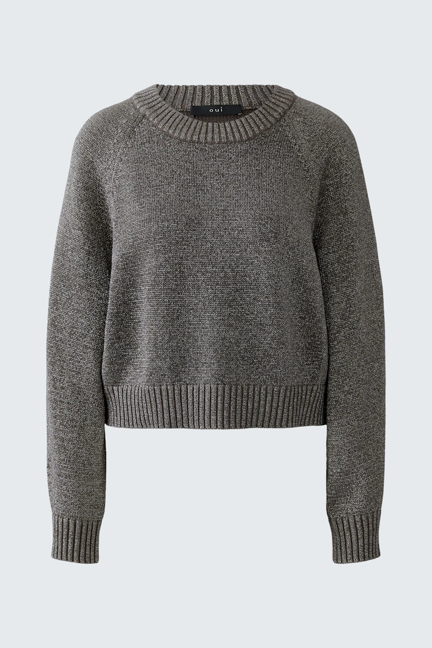 Bequemer Damen-Pullover in Grau mit Rundhalsausschnitt und lässigem Schnitt.