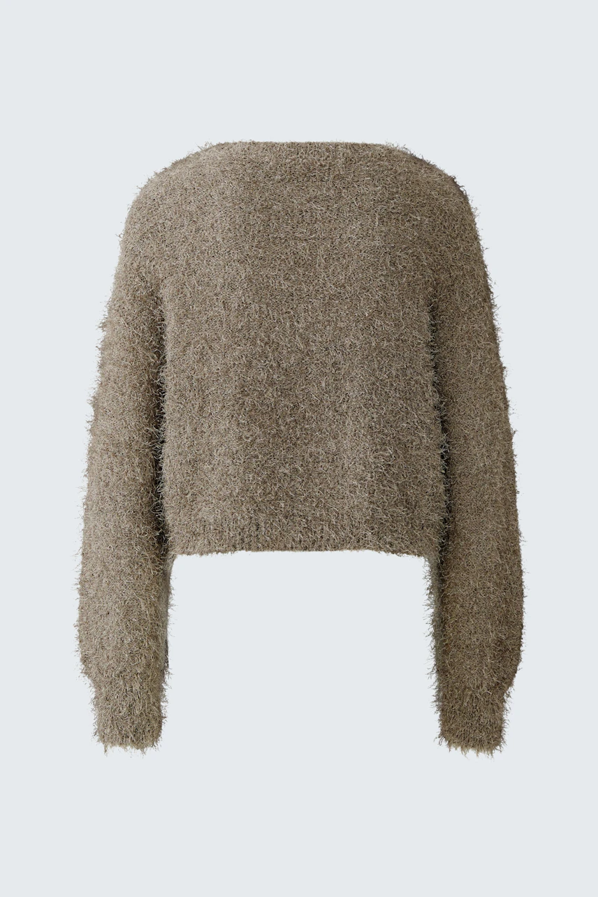 Cozy women's pullover in soft, fuzzy fabric, perfect for casual wear.