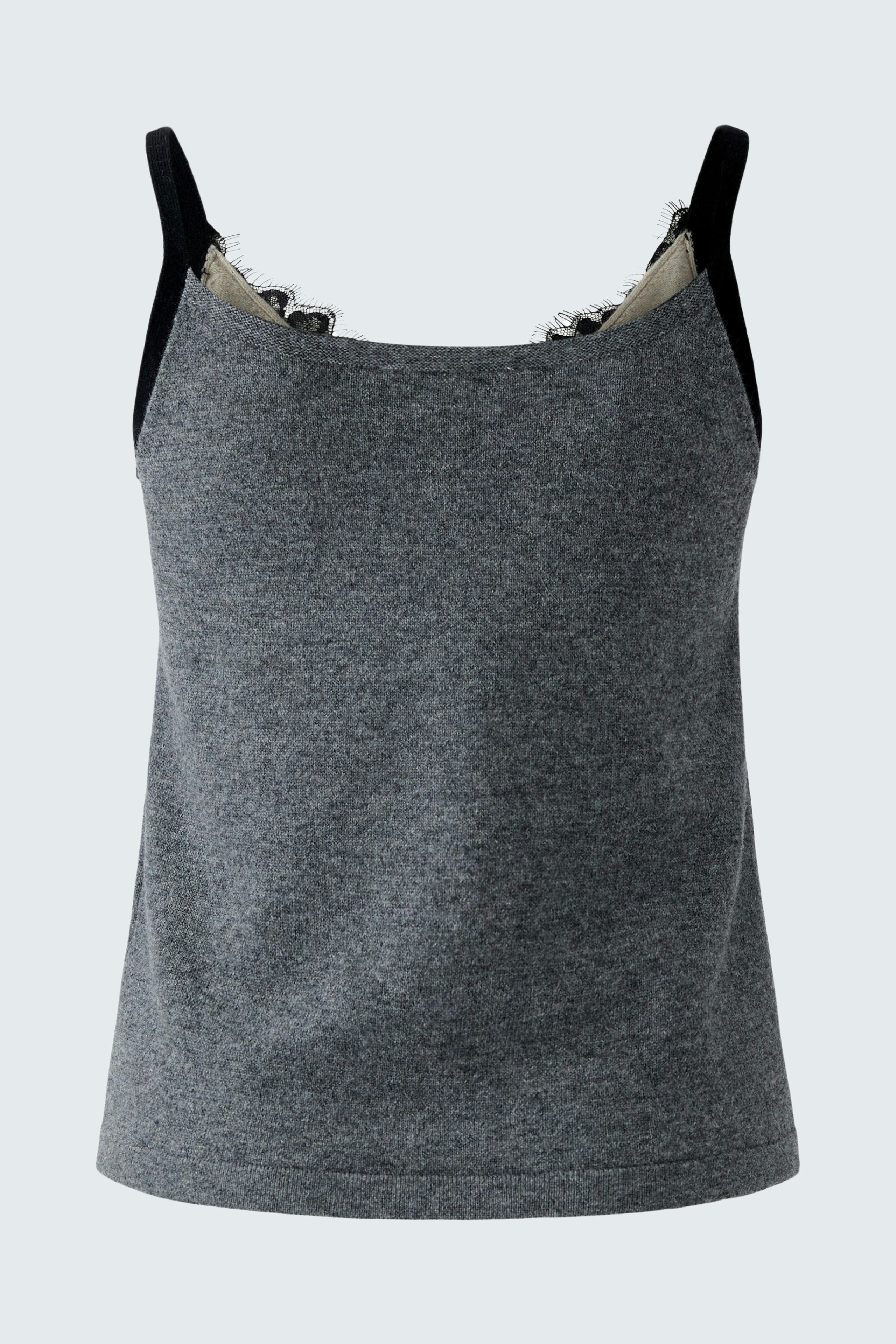 Casual women's top: Gray tank top with lace details, perfect for layering or warm days.