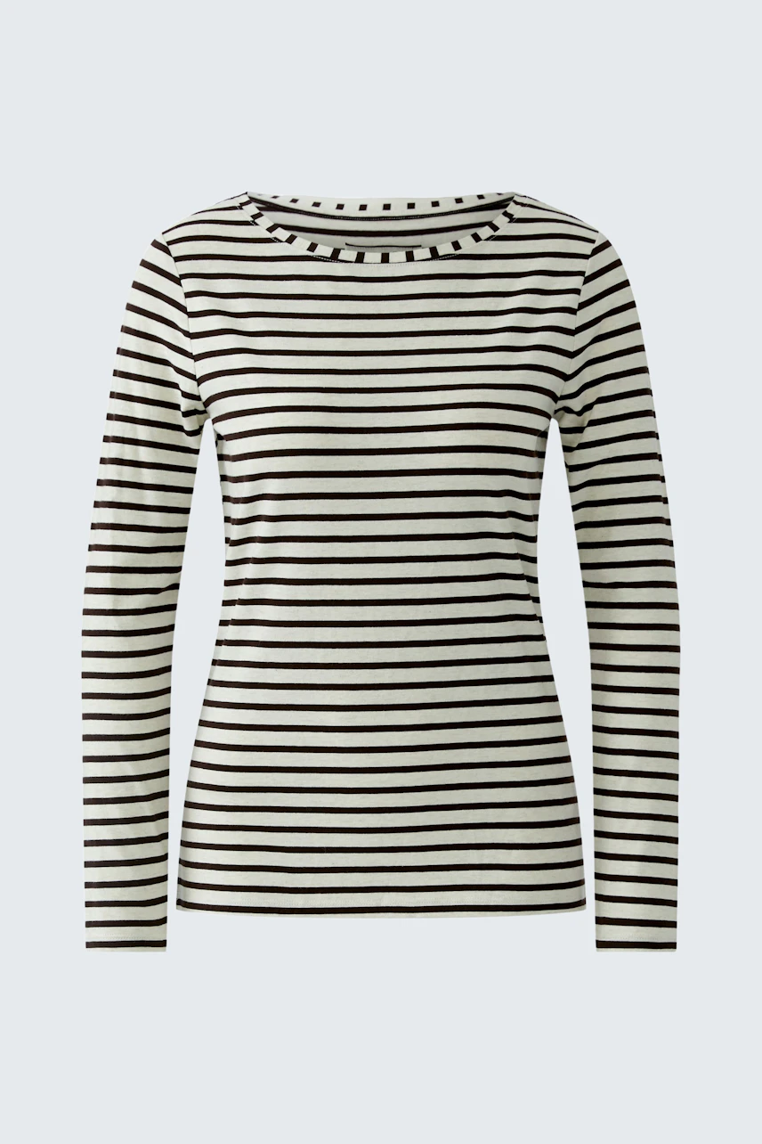 Damen Langarmshirt: gestreiftes Shirt mit Rundhalsausschnitt und langen Ärmeln.