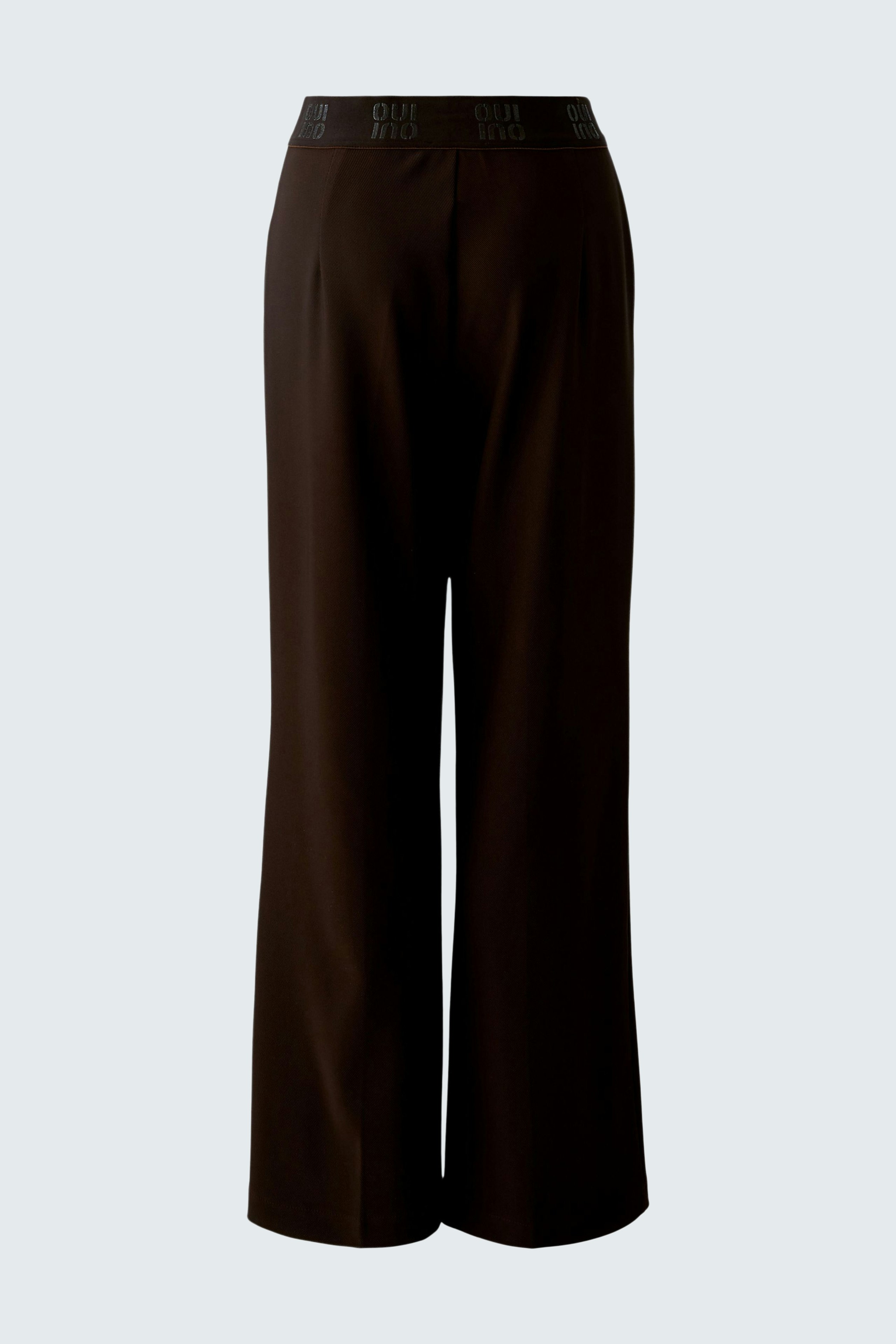 Casual women's pants: Dark brown wide-leg trousers with a comfortable waistband.