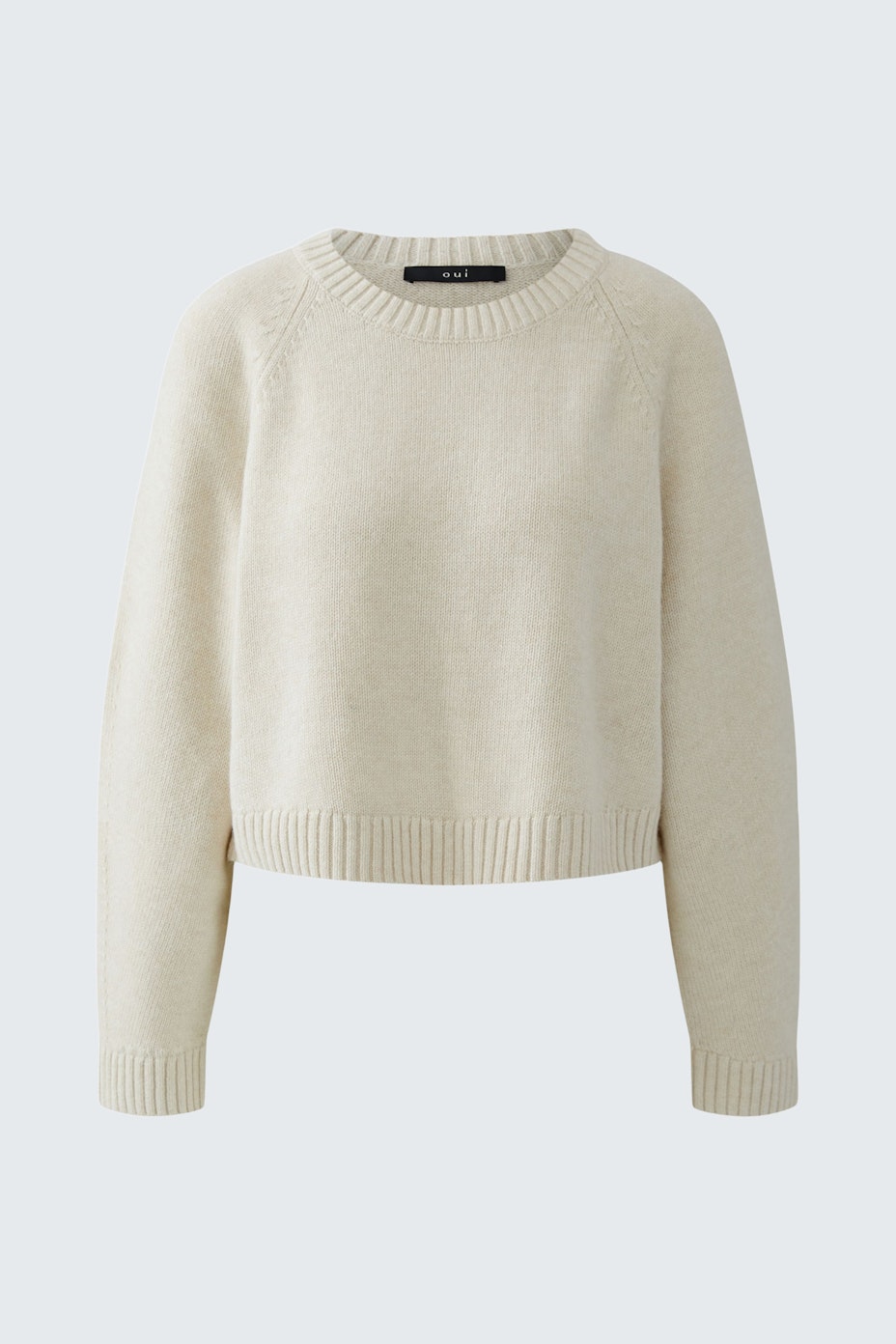 Bequemer Damen-Pullover in hellem Beige mit Rundhalsausschnitt und lässigem Schnitt.