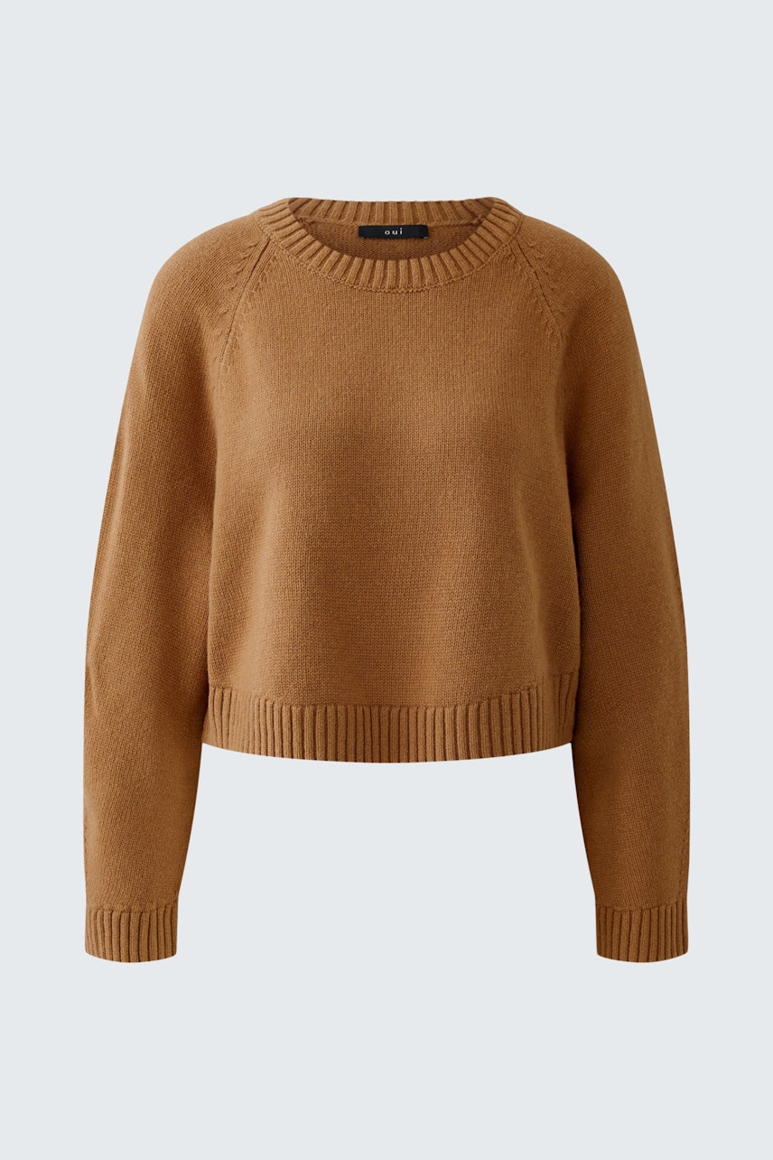 Wool Cashmere Camel Strickpullover Camel Wool Cashmere Crew Neck
