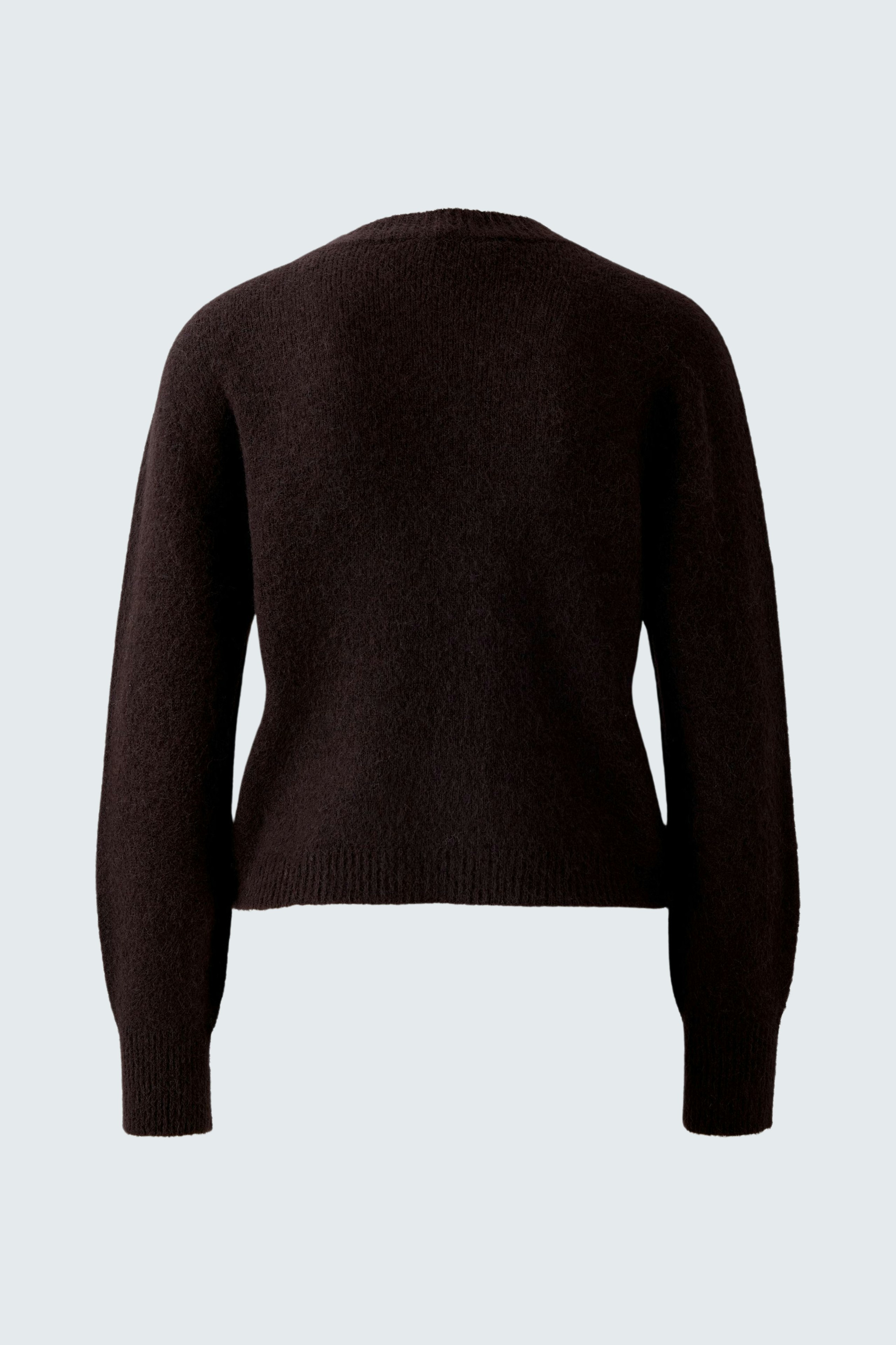 Casual women's pullover: Back view of a dark brown pullover with a relaxed fit.