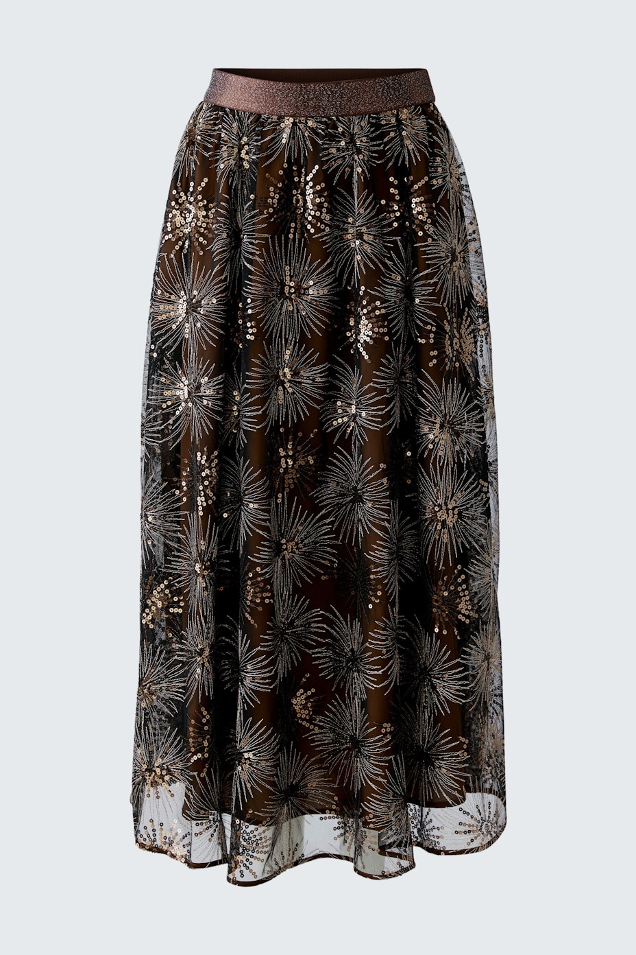 Luftiger A-Linien-Rock: Transparenter Rock mit floralem Muster und elastischem Bund.