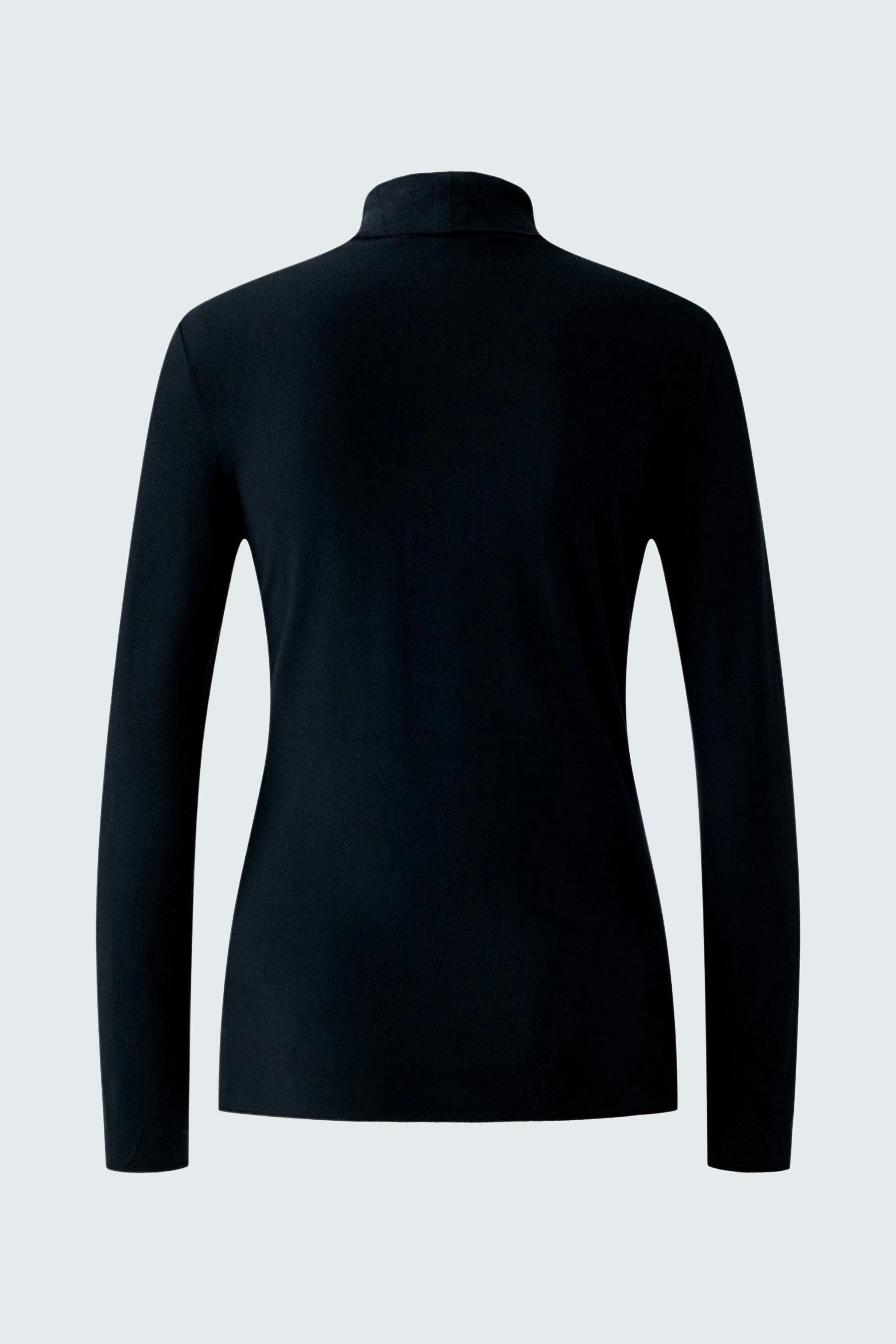 Casual women's long-sleeve shirt in dark color, featuring a simple design and comfortable fit.