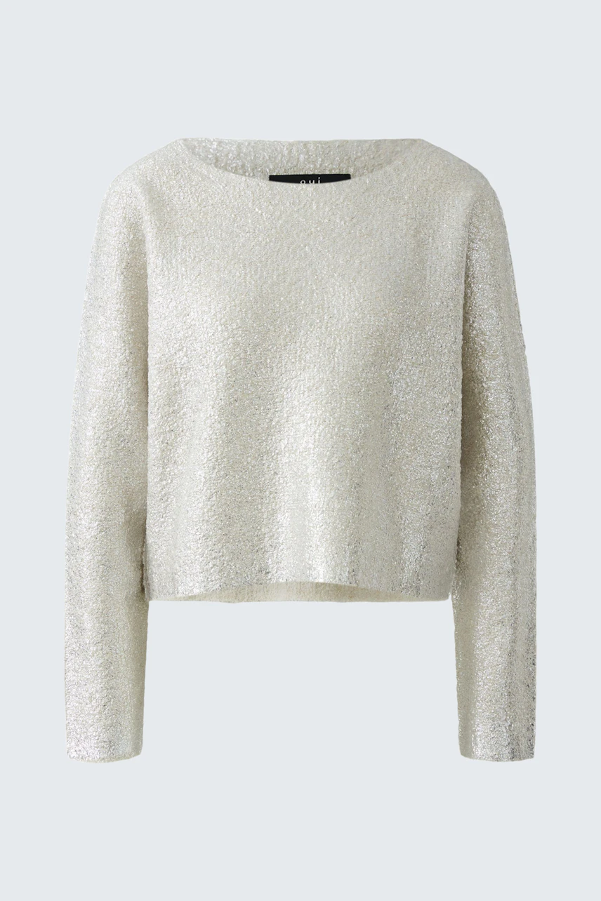 Casual women's pullover in light gray with a relaxed fit and soft texture.