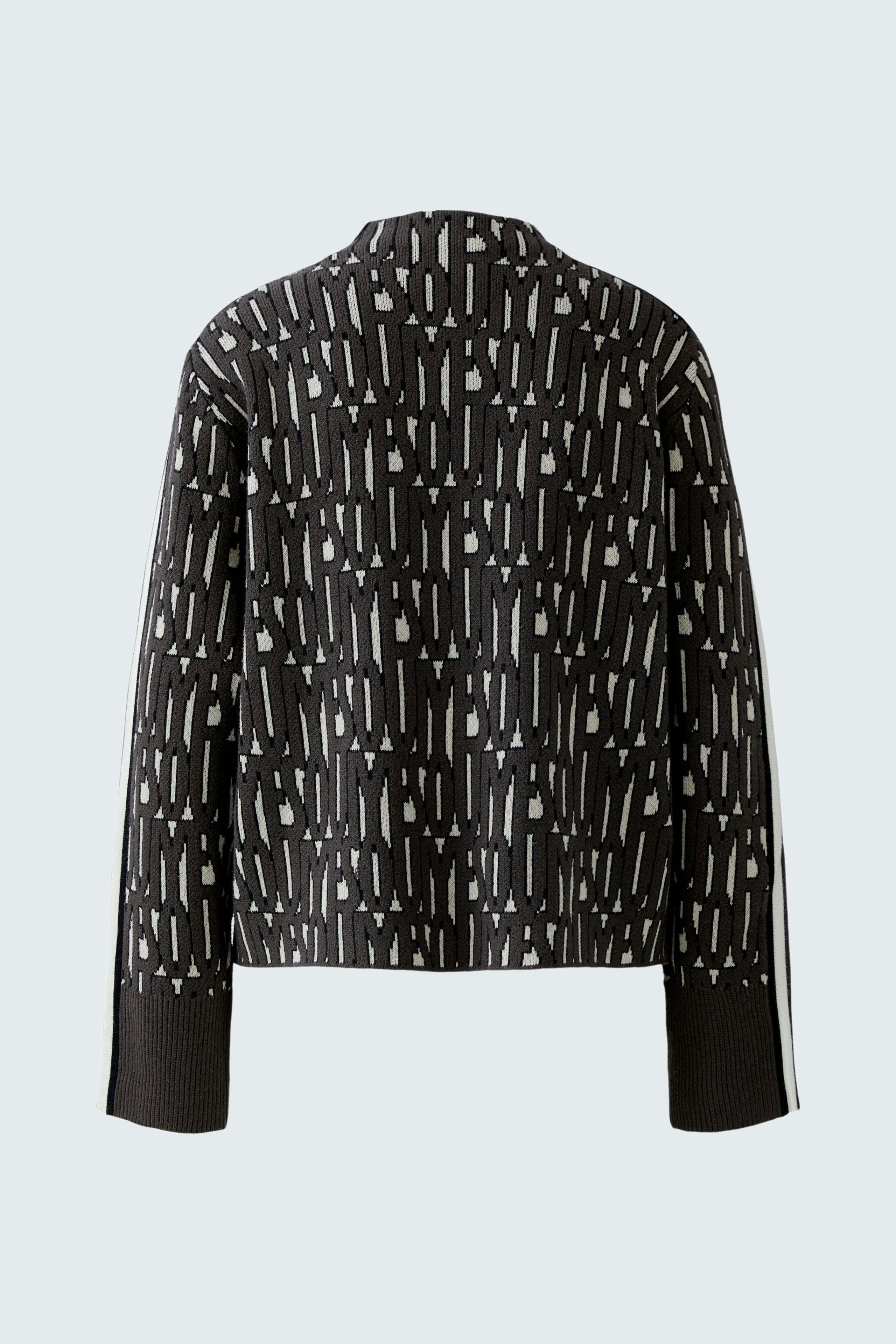 Damen-Pullover in Schwarz mit grafischem Muster, lässiger Schnitt und bequemen Ärmeln.