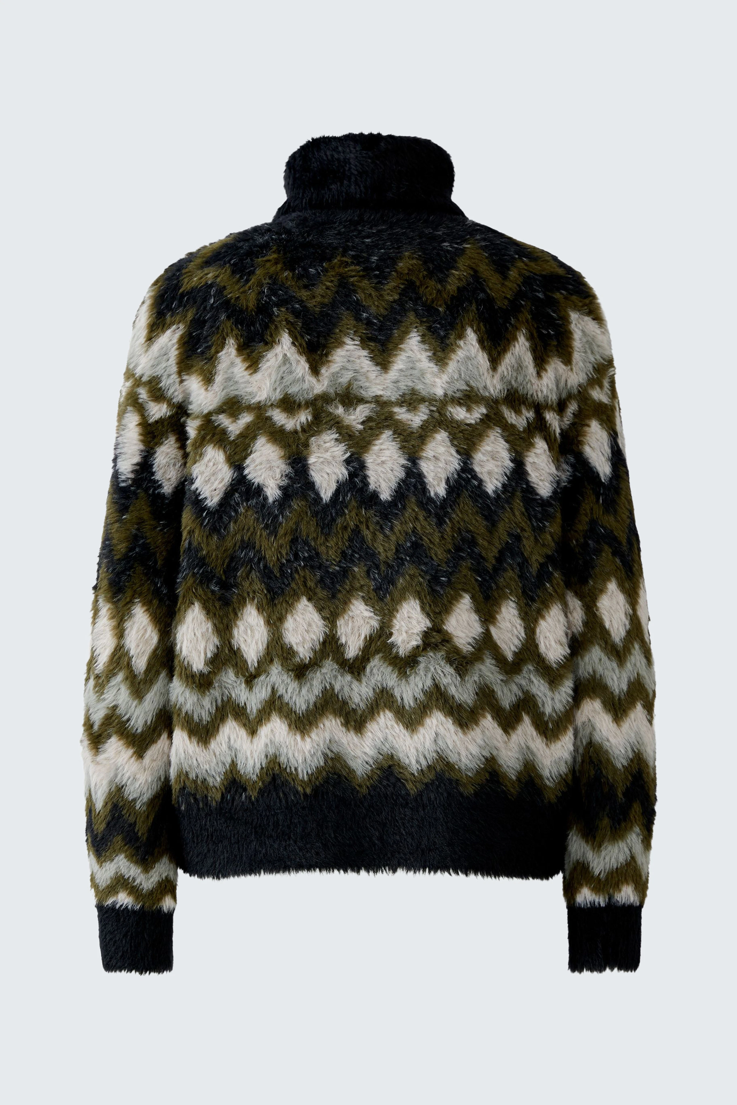 Gemusterter Damen-Pullover:  Strickpullover im Norwegermuster mit hohem Kragen.