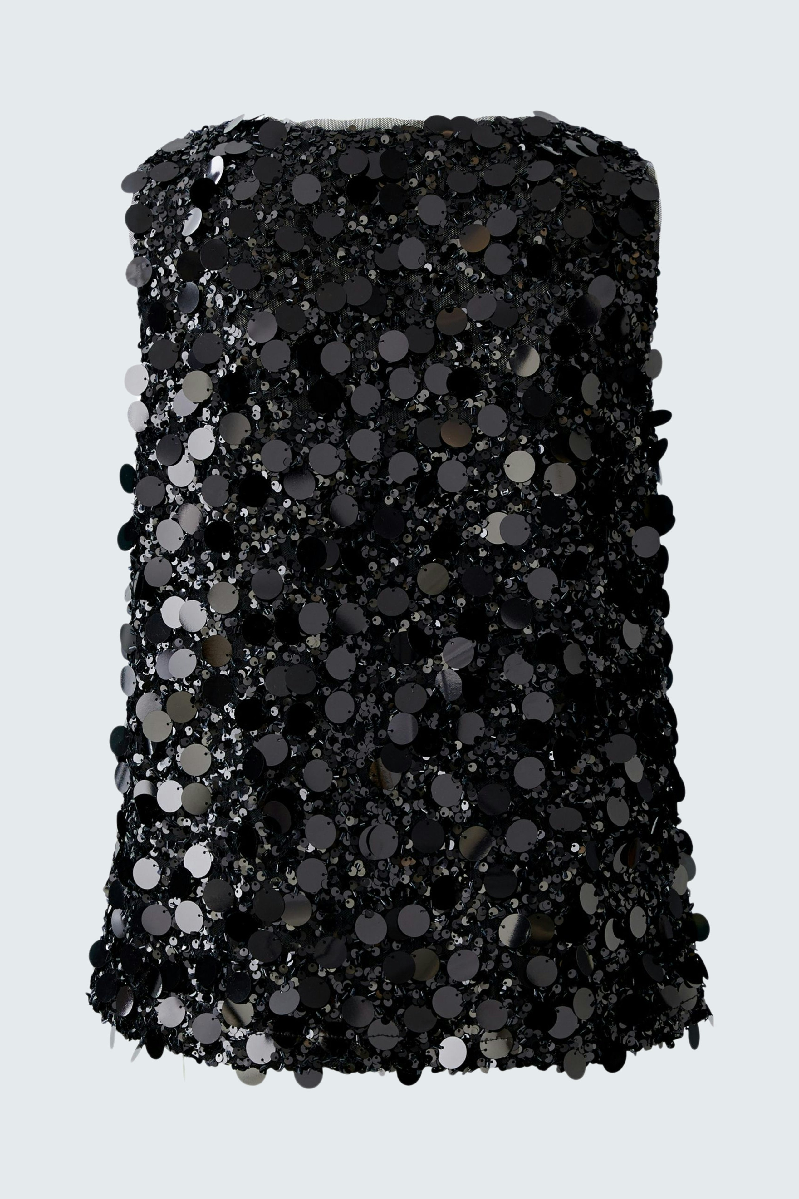 Stylish women's top: Black sleeveless top adorned with shiny sequins, perfect for a night out.