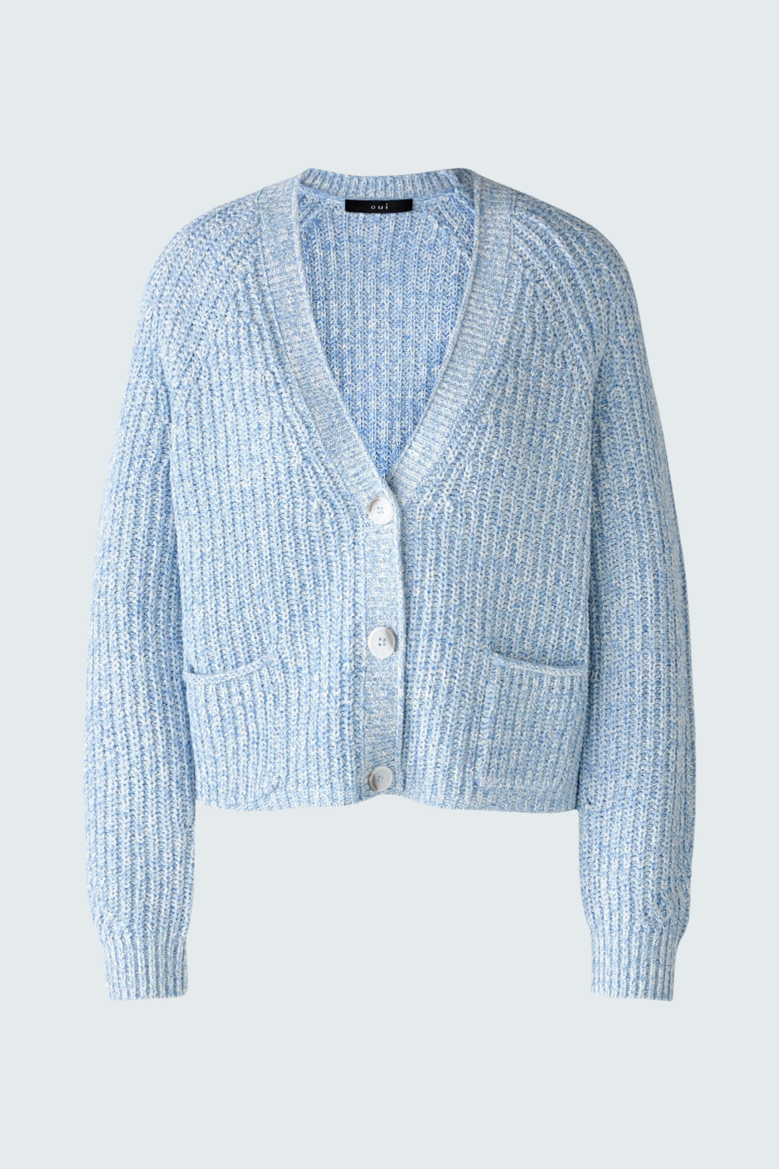 LAFONYA Knit jacket - light blue white