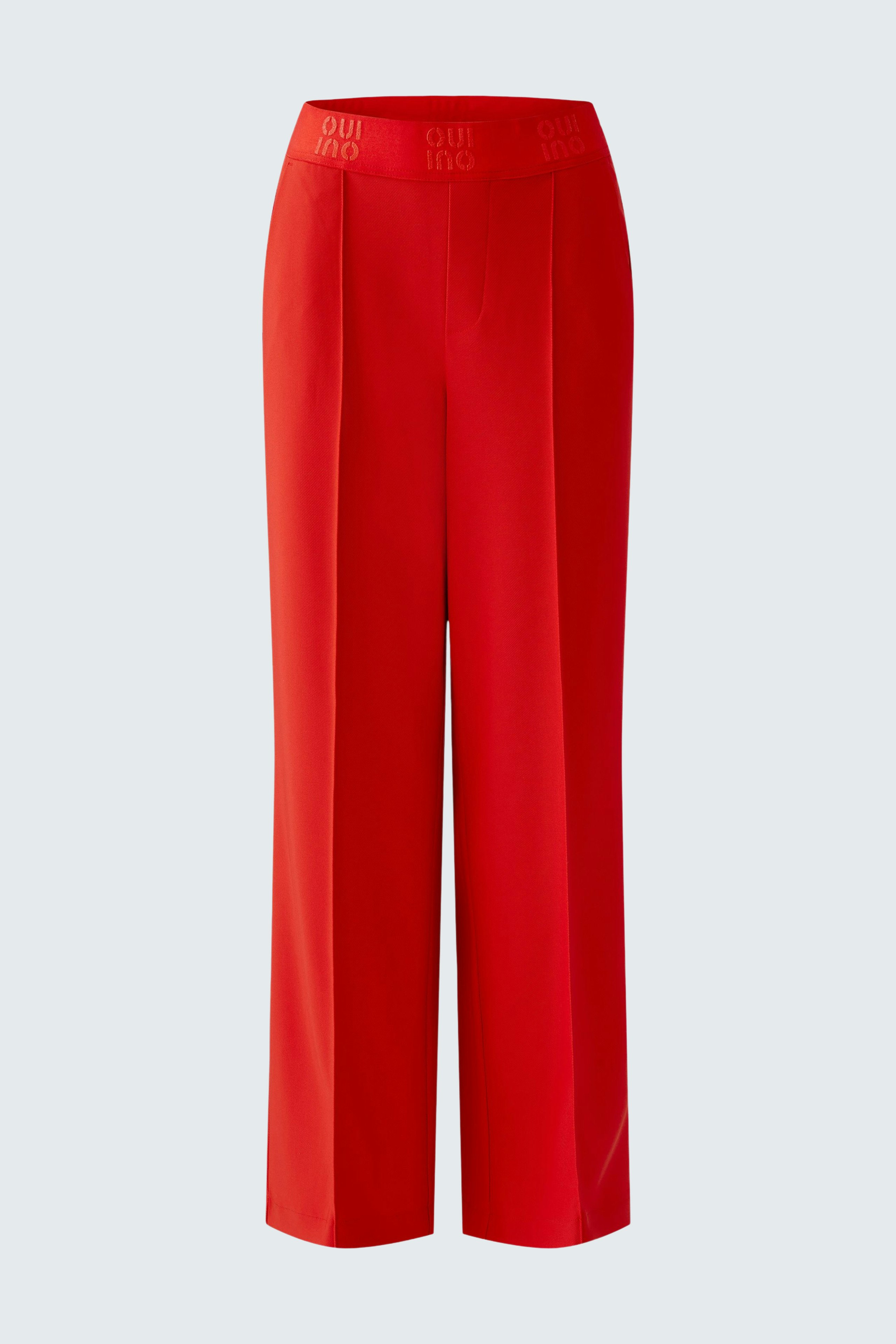 Rote Damen-Hose mit weitem Schnitt und elastischem Bund, ideal für lässige Outfits.