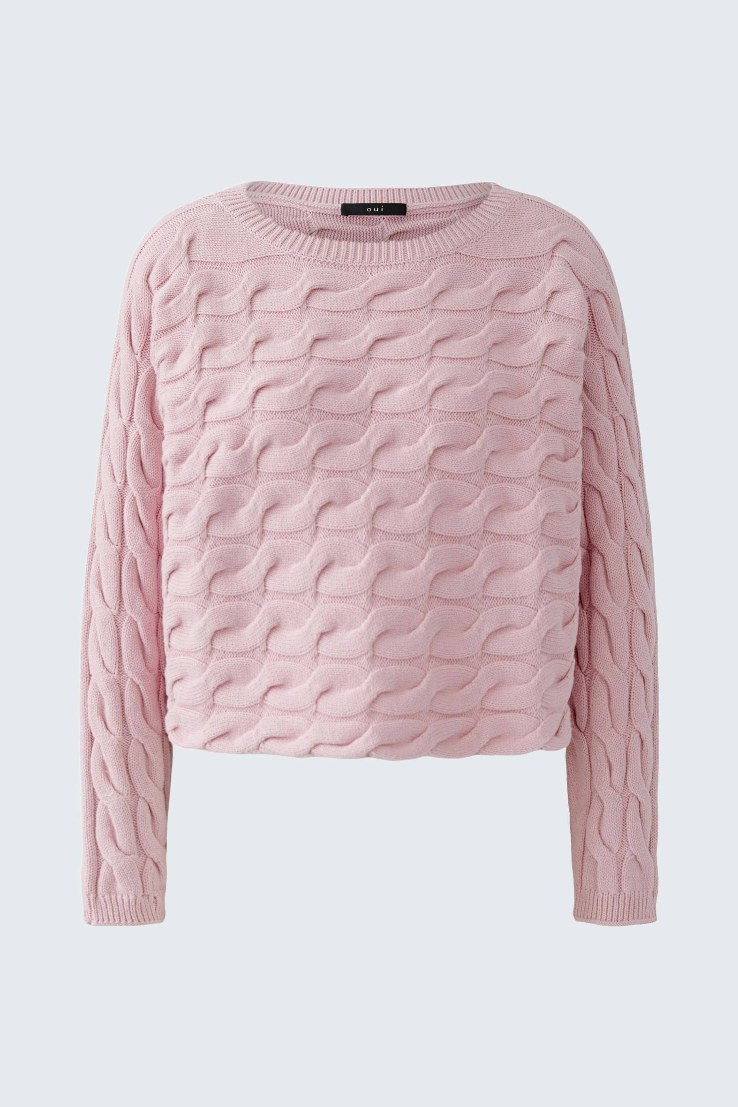 Casual women's pullover: Light pink textured pullover with a relaxed fit, perfect for everyday wear.