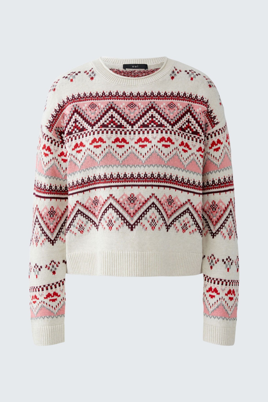Pullover - white red