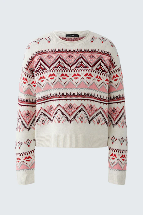 Pullover - white red