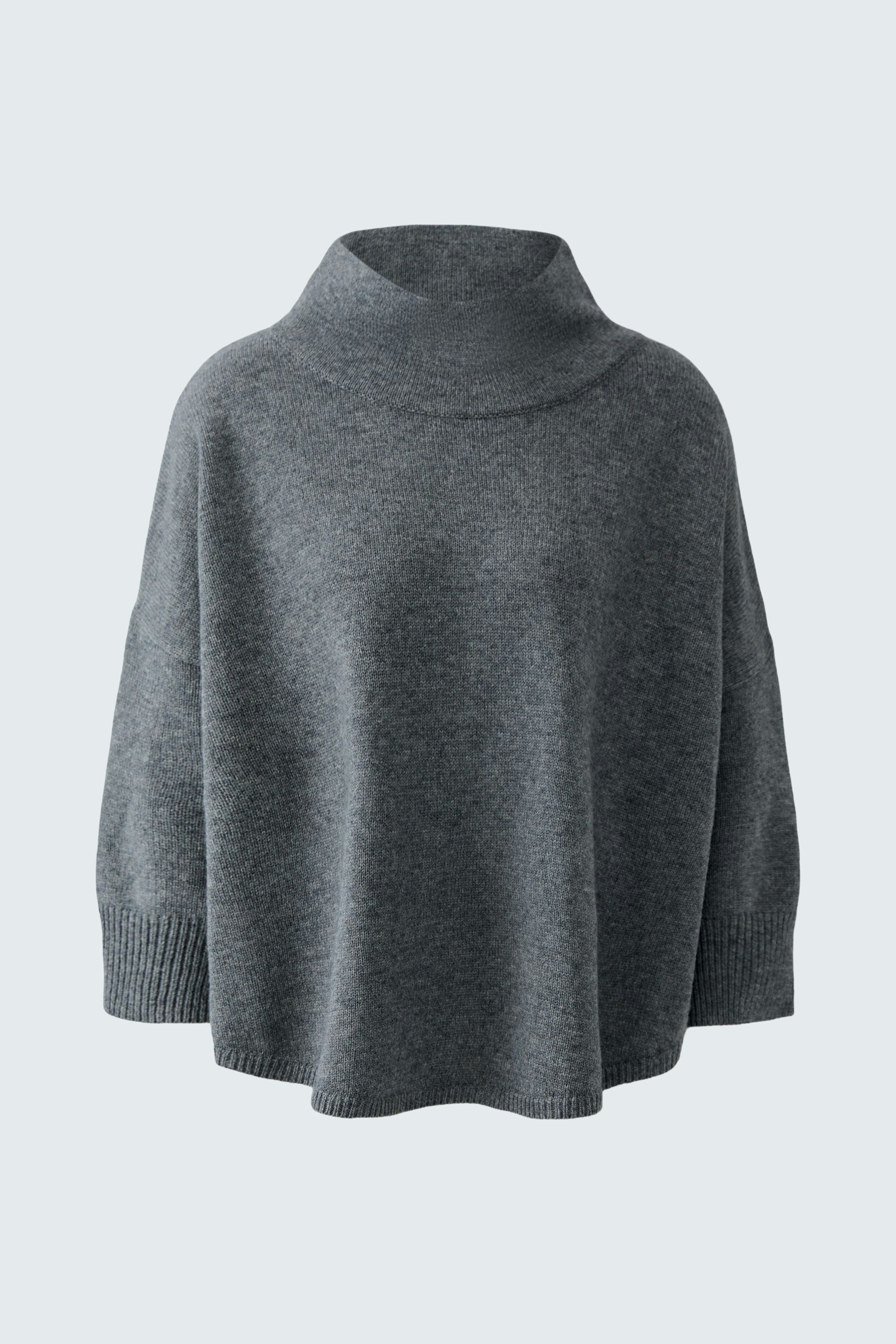 Cozy women's pullover in dark gray with a relaxed fit and high collar, perfect for casual wear.
