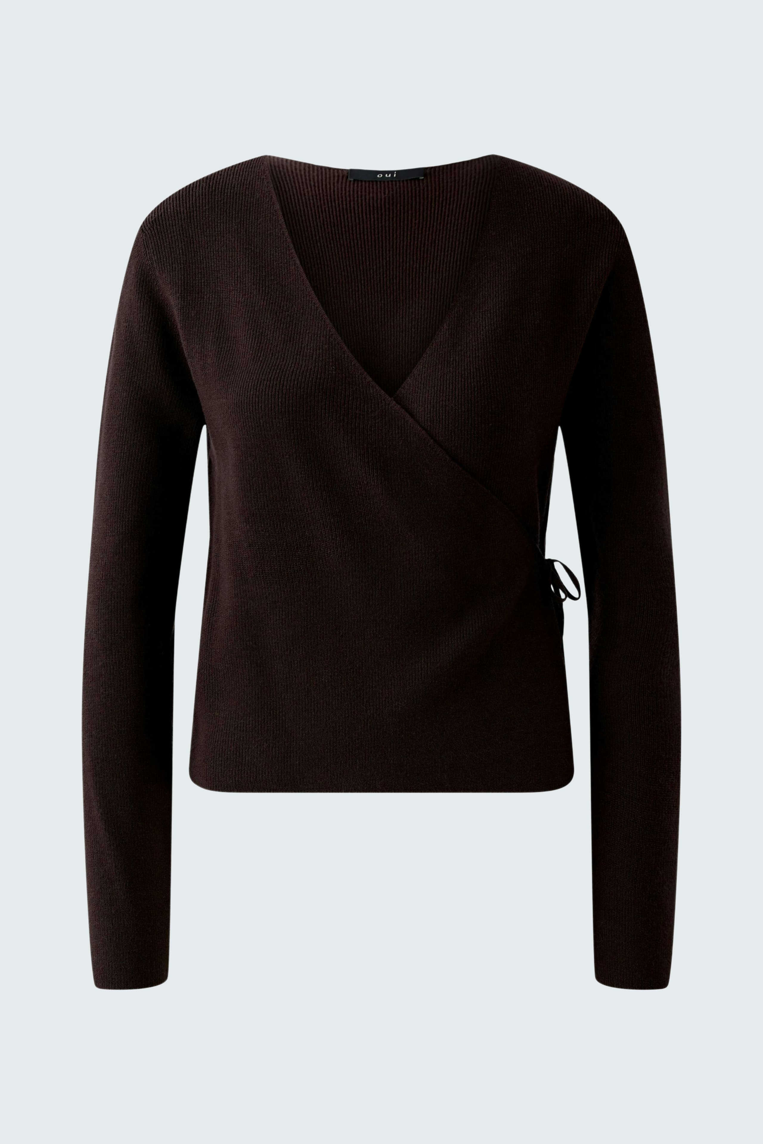 Casual women's pullover: Dark wrap pullover with long sleeves, perfect for everyday wear.