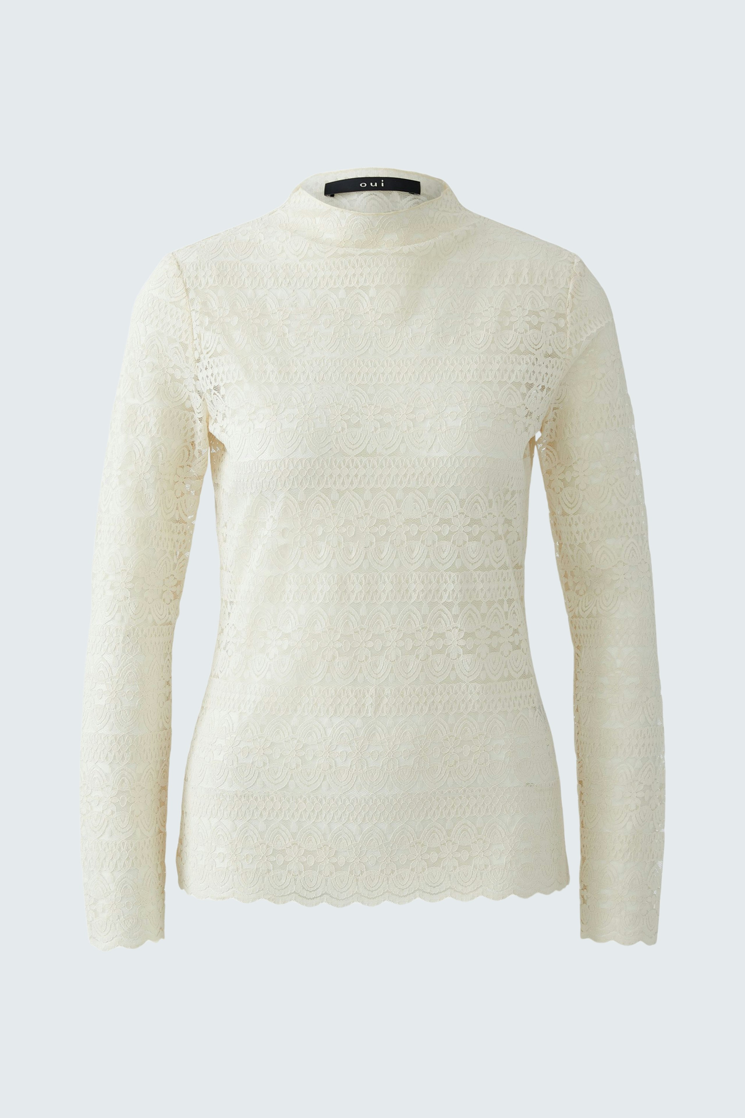 Casual women's long-sleeve pullover in cream with a textured pattern, perfect for everyday wear.