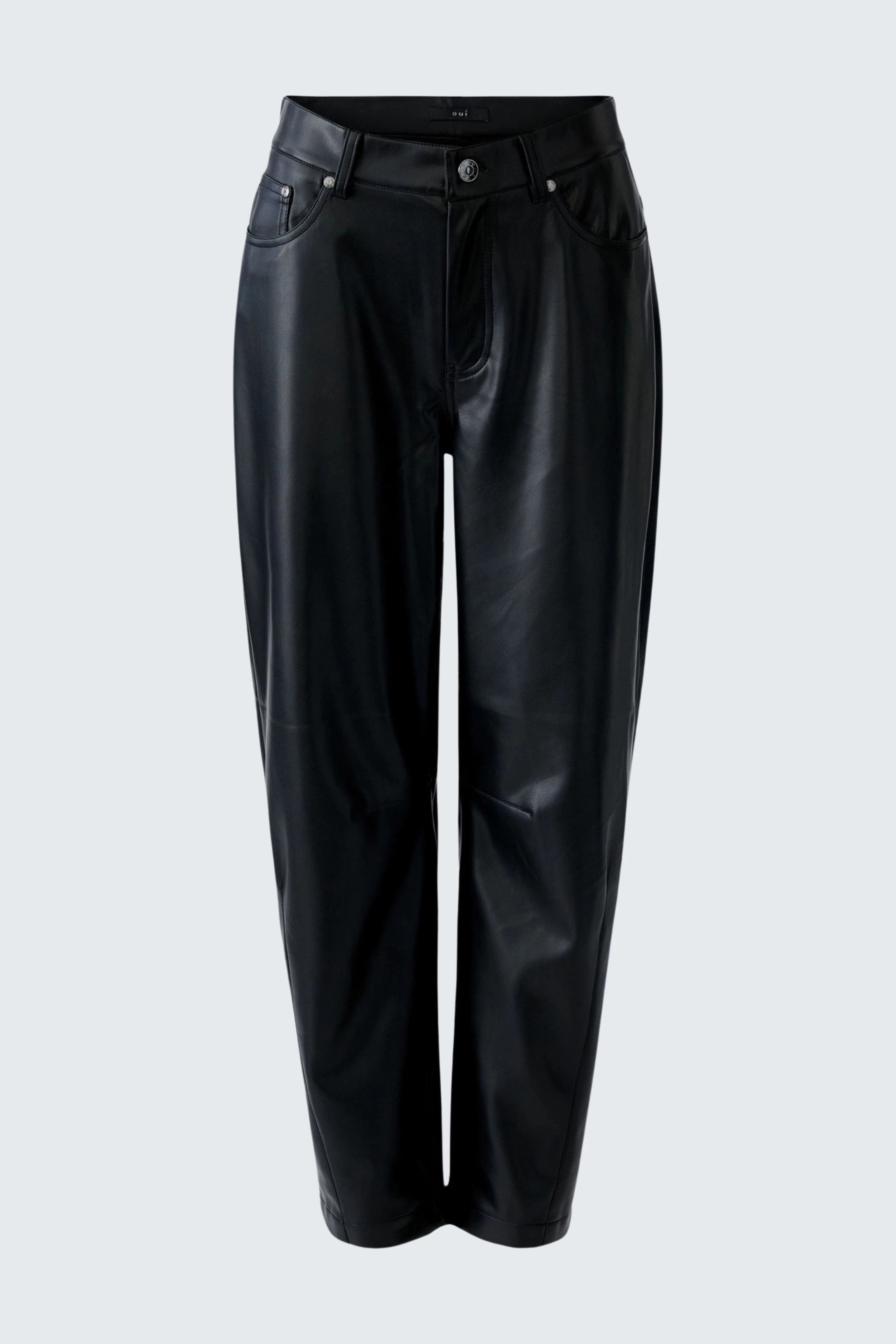 Pants leather look - black