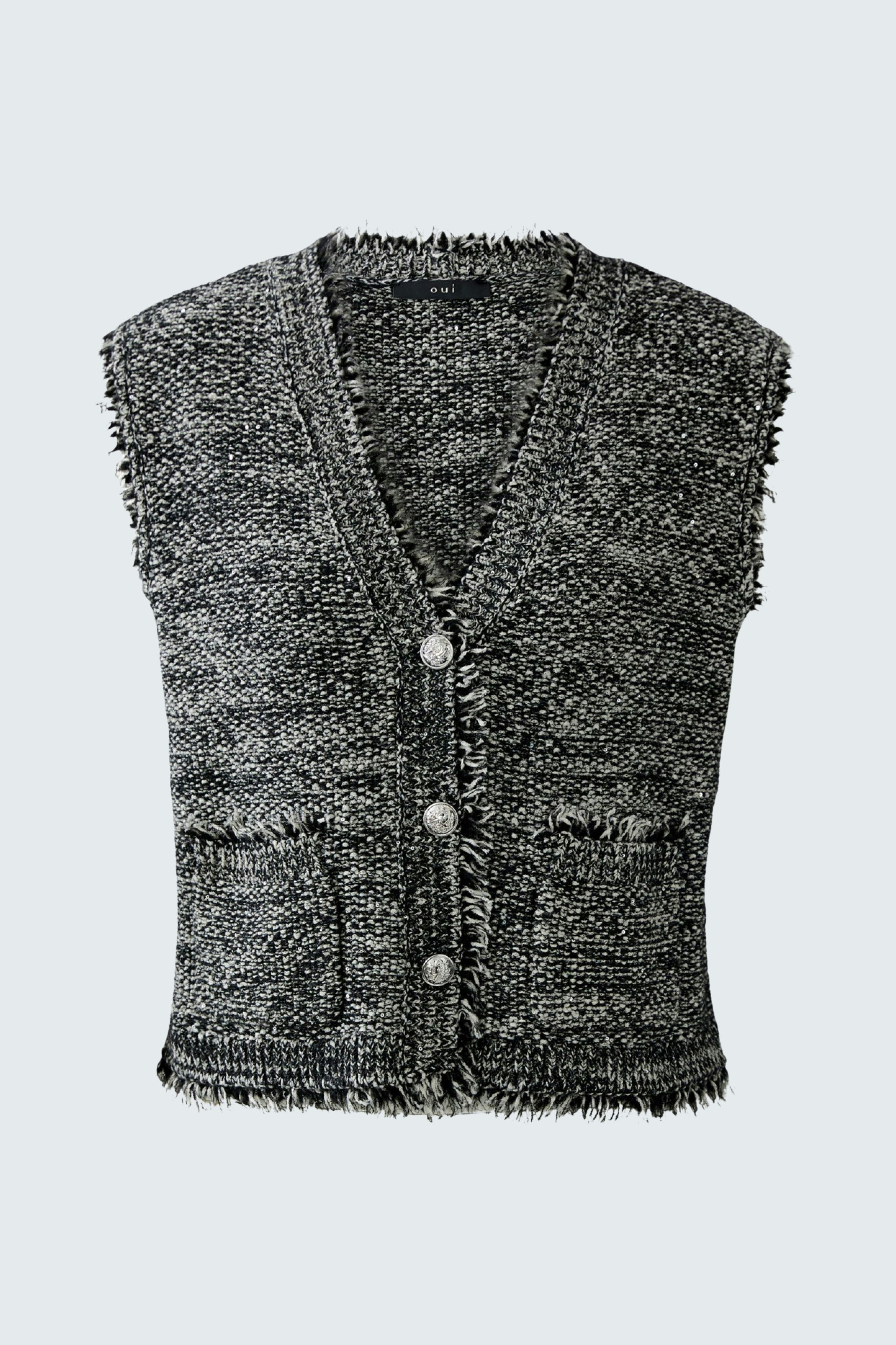 Bild 2 von Knitted vest - black grey in black grey | Oui
