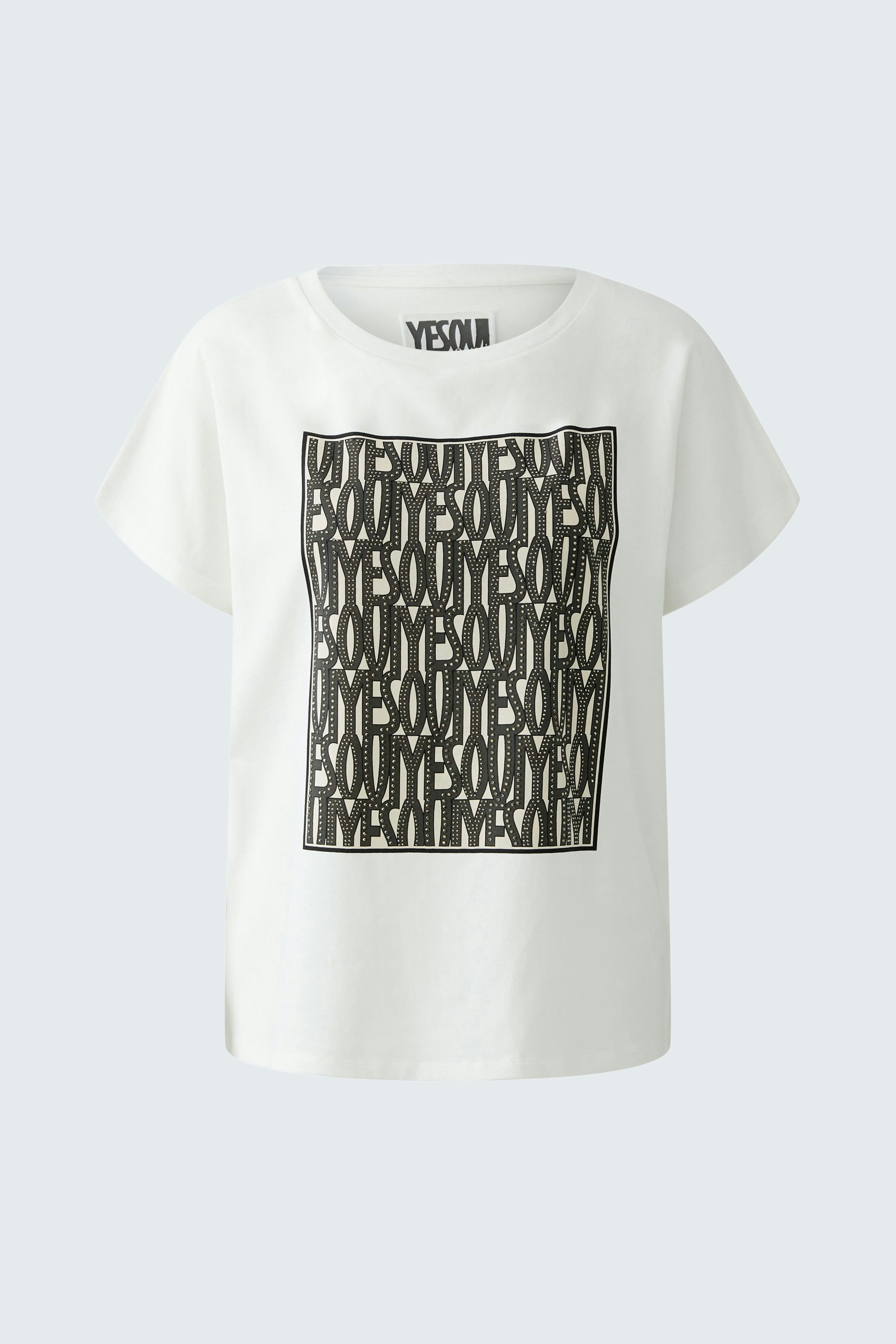 Bequemes Damen-T-Shirt in Weiß mit auffälligem Schriftzug. Ideal für lässige Outfits.