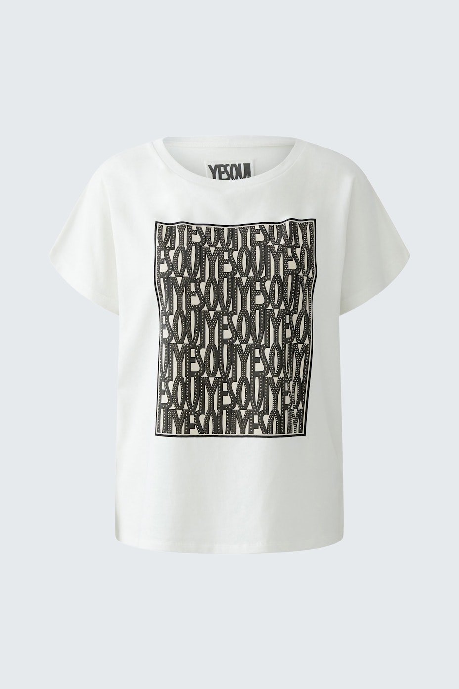 Bequemes Damen-T-Shirt in Weiß mit auffälligem Schriftzug. Ideal für lässige Outfits.