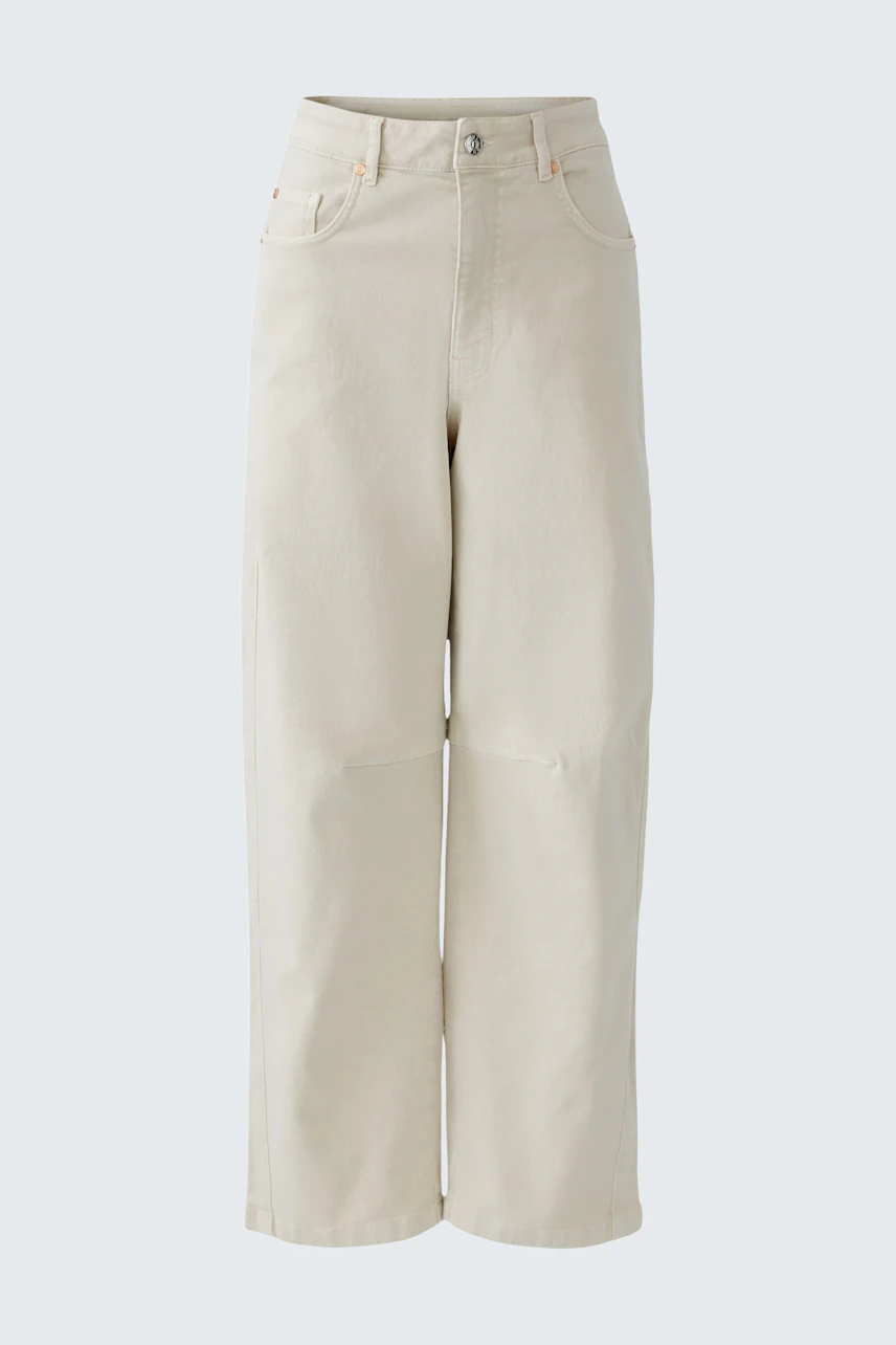 Casual women's jeans barrel: Light beige wide-leg jeans with a relaxed fit and classic five-pocket design.