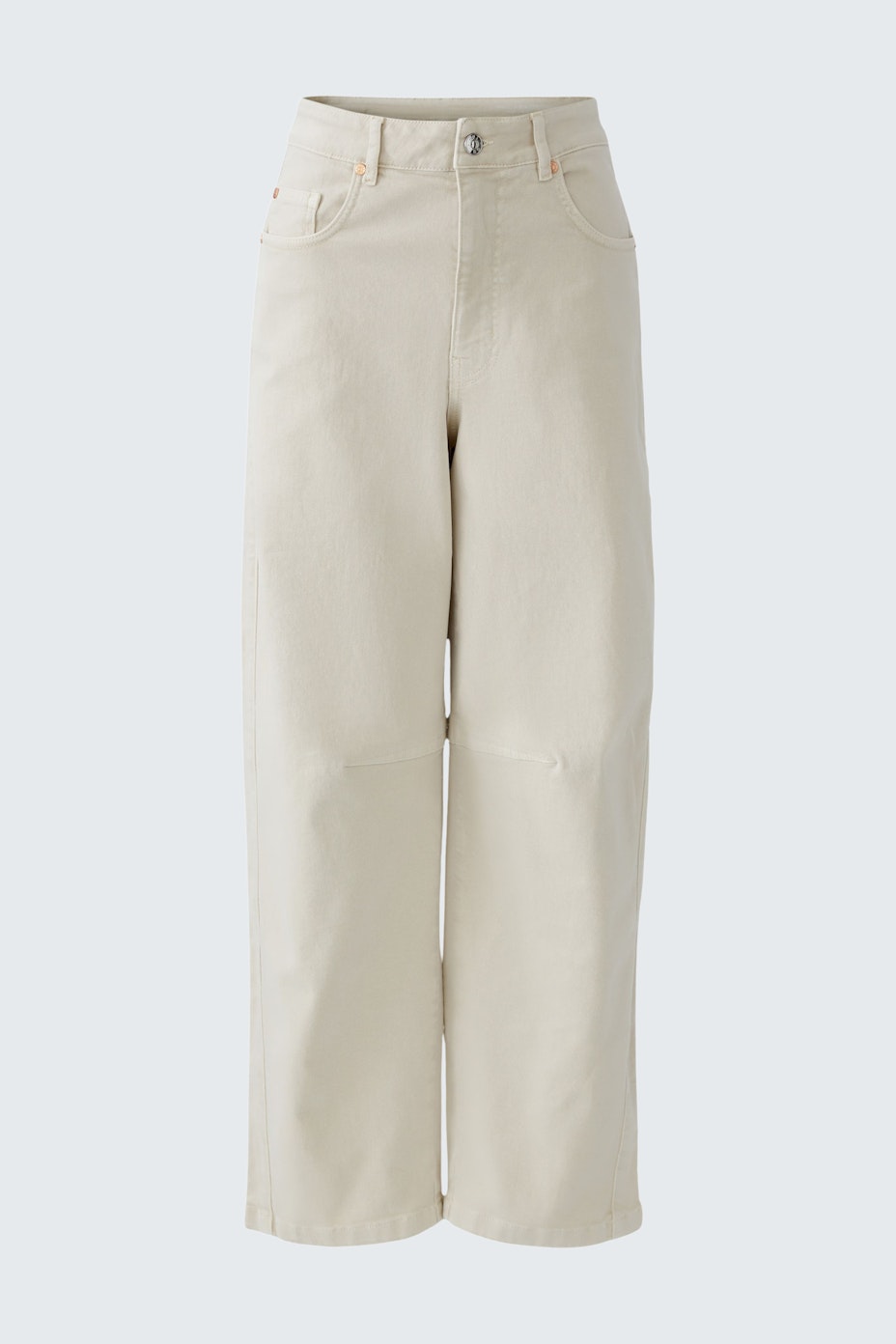 Casual women's jeans barrel: Light beige wide-leg jeans with a relaxed fit and classic five-pocket design.