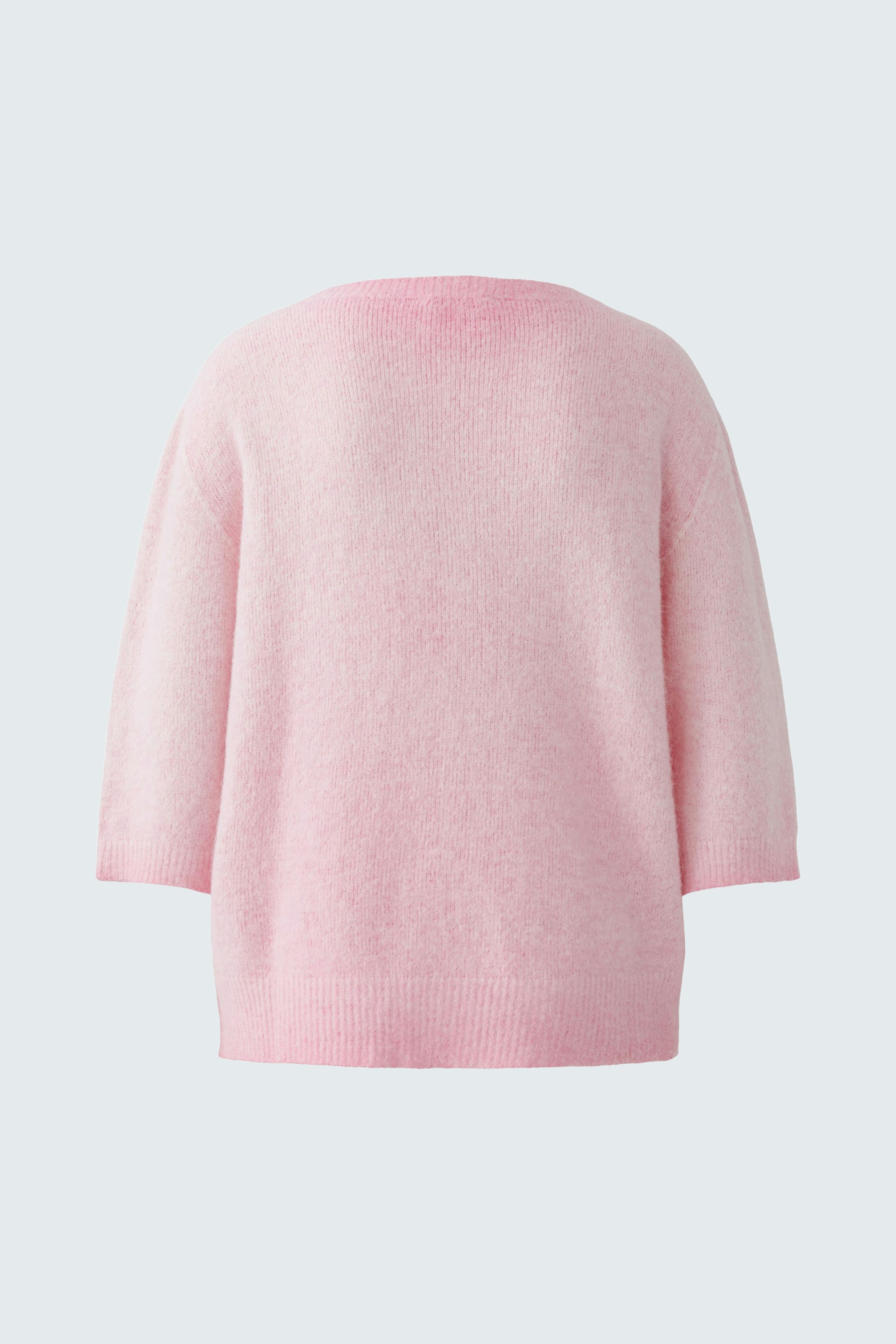 Rosa Damen-Pullover: Weicher, lässiger Pullover mit 3/4-Ärmeln und Rundhalsausschnitt.