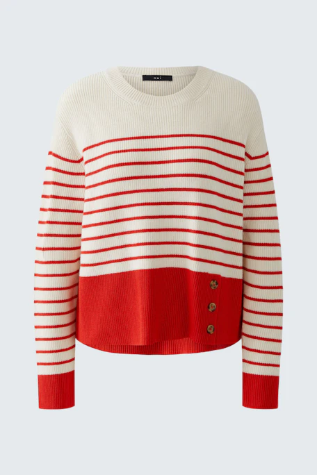 Pullover - white red