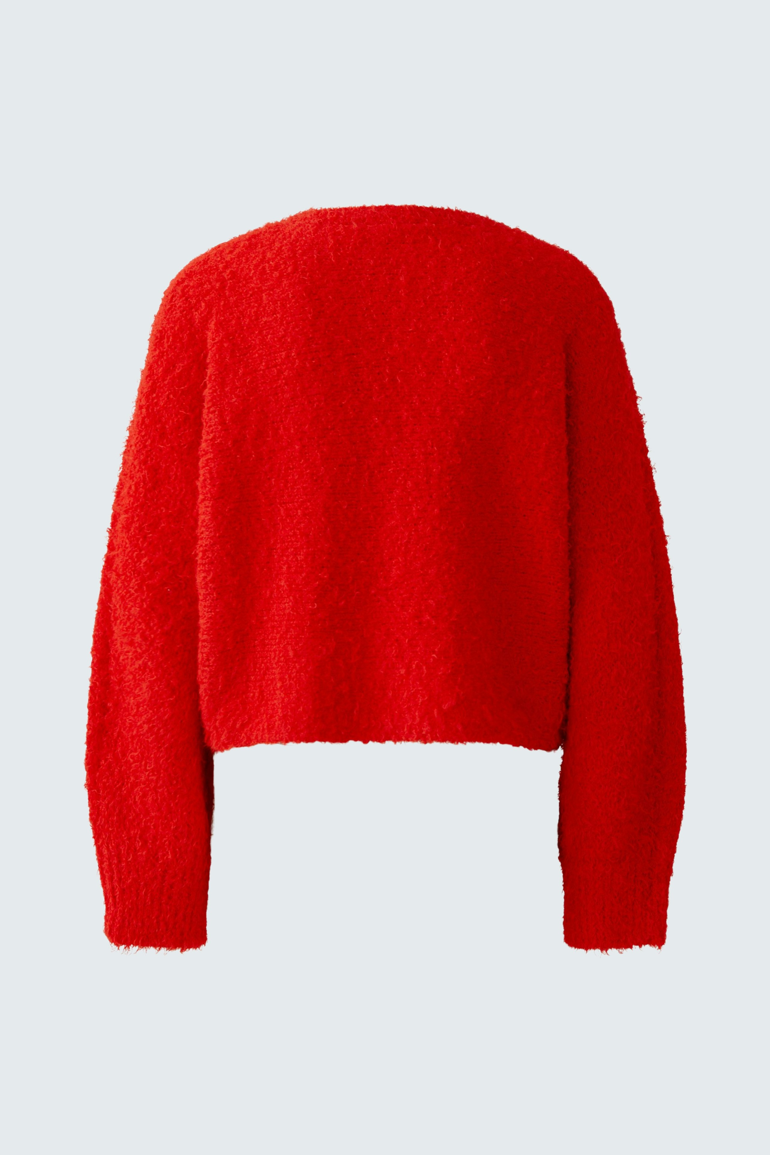 Roter Damen-Pullover: Weicher, lässiger Schnitt mit Rundhalsausschnitt und langen Ärmeln.