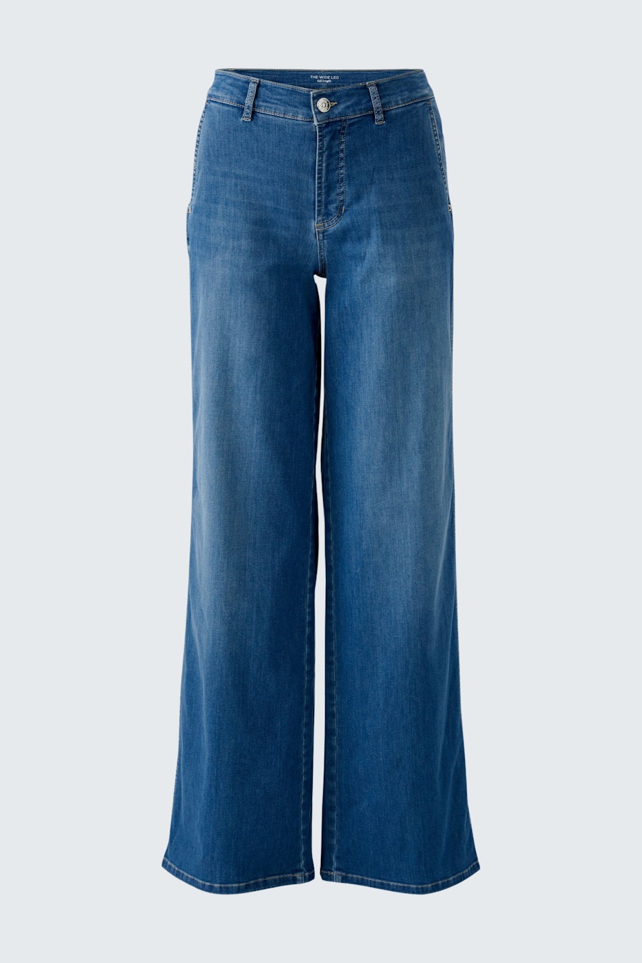 Wide leg jeans for women in a classic blue wash, offering a relaxed fit and casual style.