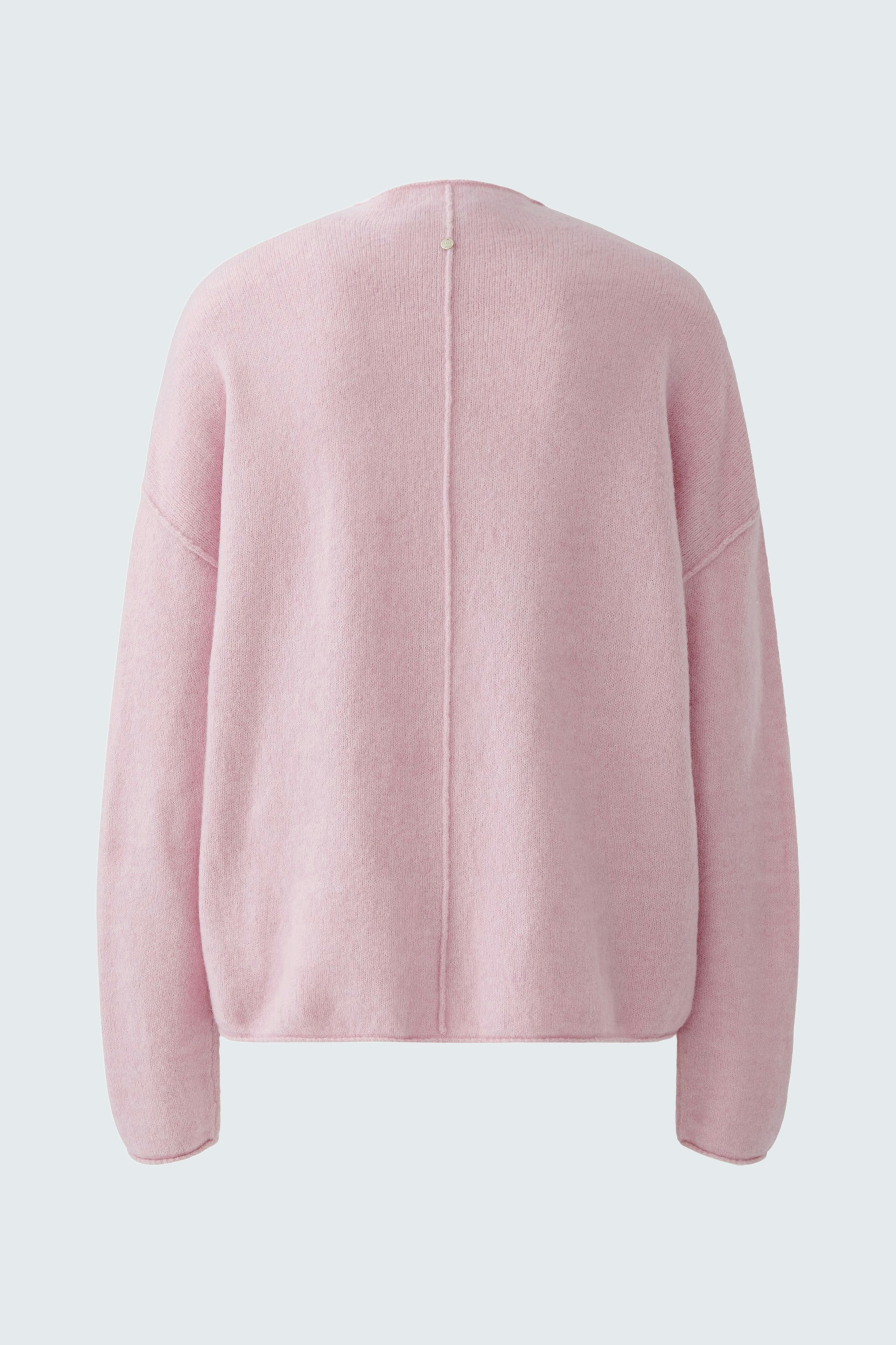 Bequemer Damen-Pullover in zartem Rosa, lässiger Schnitt mit Rundhalsausschnitt und langen Ärmeln.