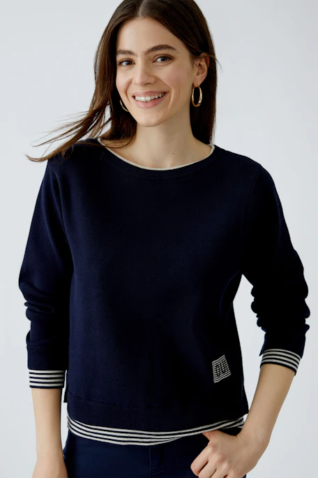LEEZA Pullover - darkblue white