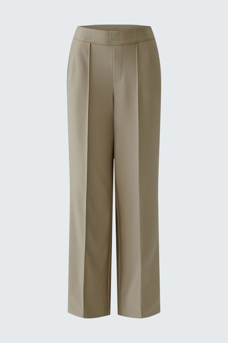 Casual women's trousers in a light beige shade with a relaxed fit and pleated design.