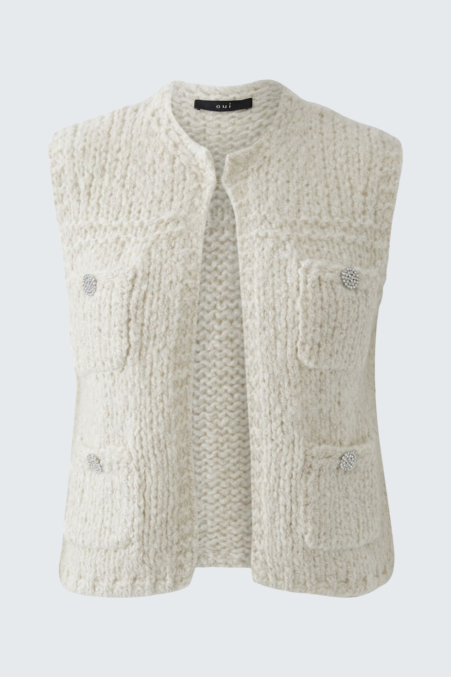 Knitted waistcoat - light beige mel