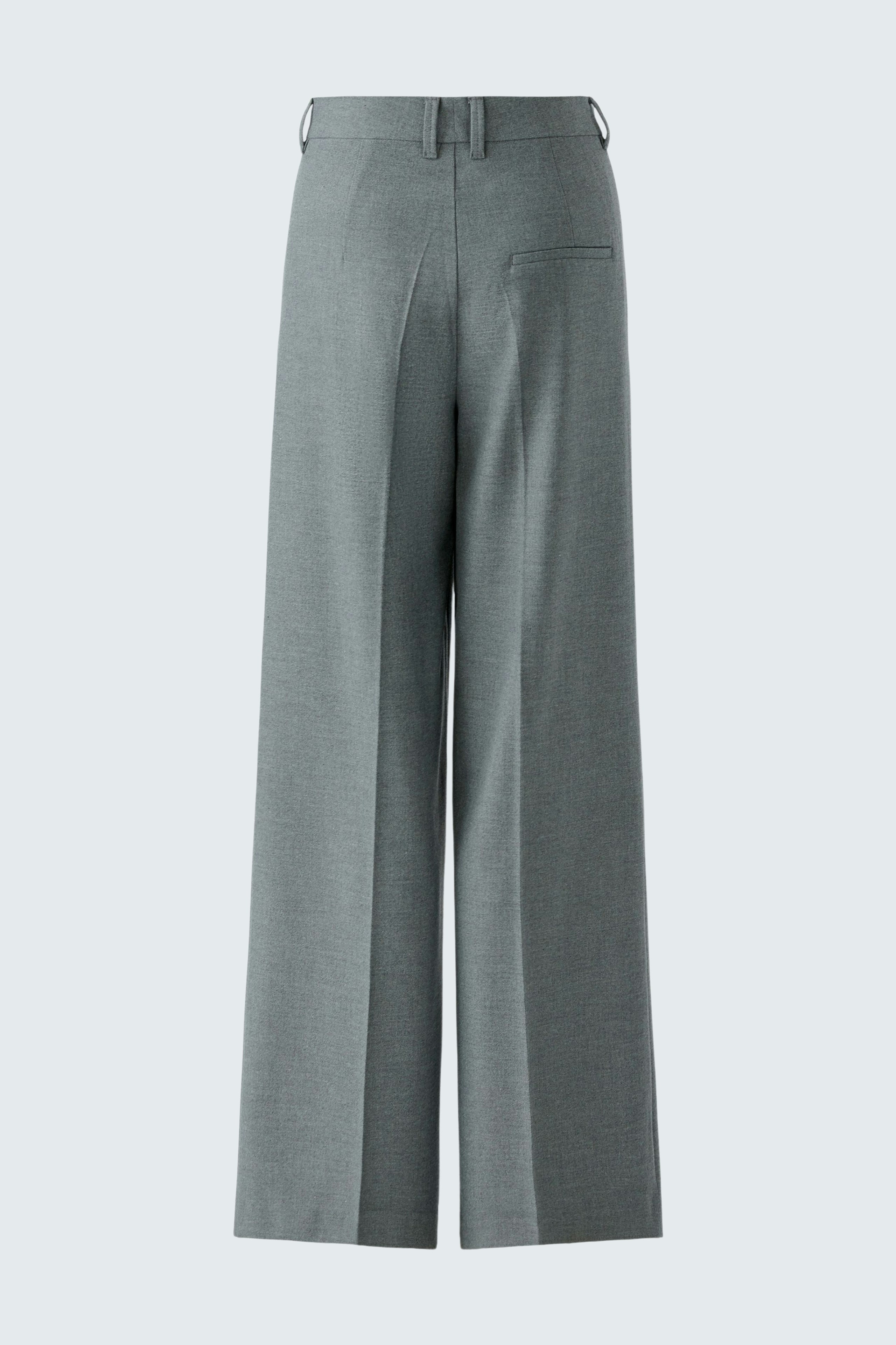 Bundfaltenhose: Graue Damenhose mit weitem Bein und Bundfalten, ideal für lässige Outfits.