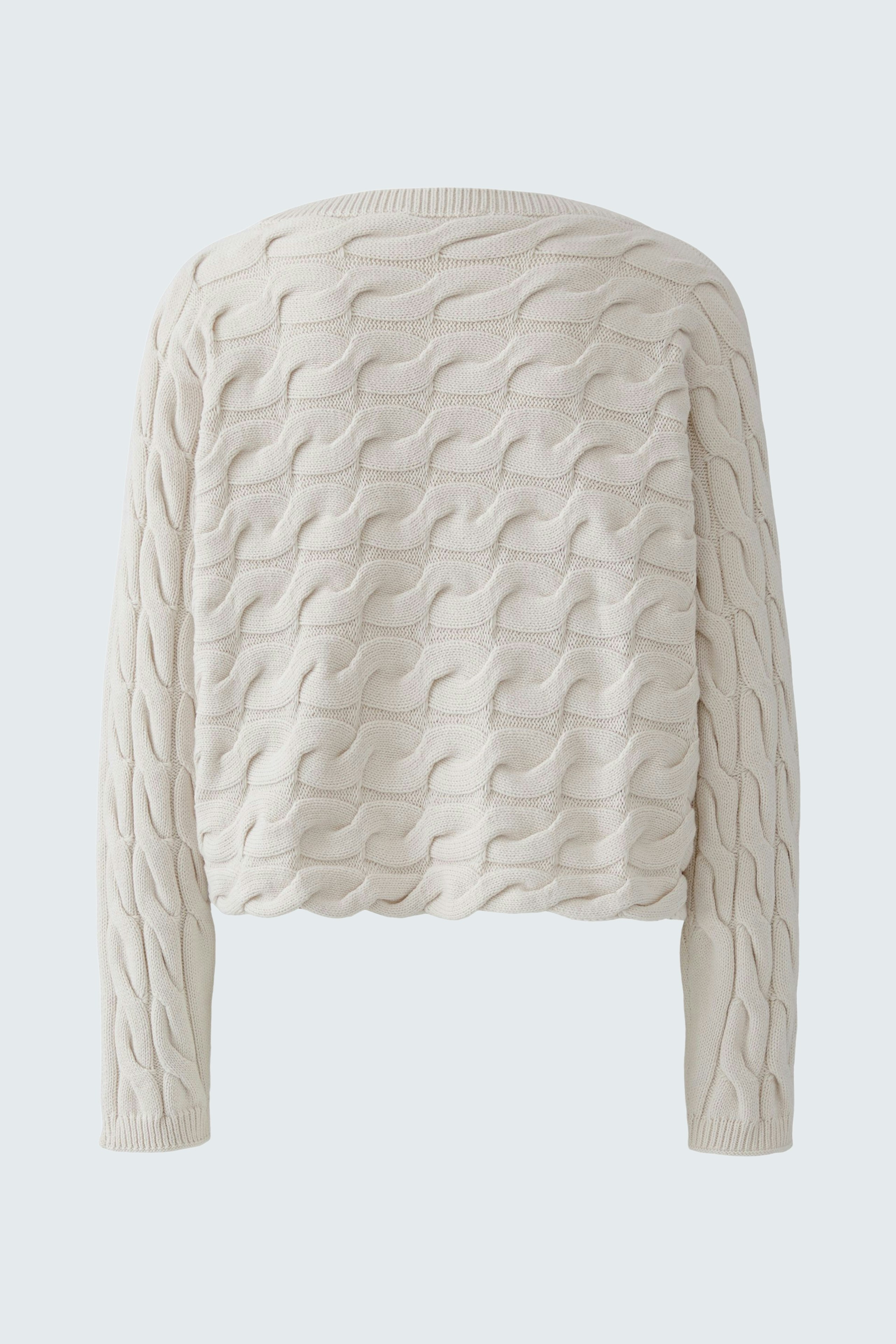 Bequemer Damen-Pullover in hellem Beige mit strukturiertem Wellenmuster, ideal für lässige Outfits.